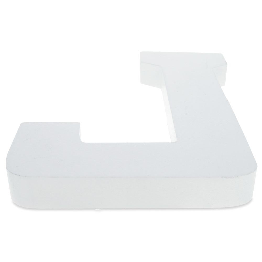 Courier Font White Color Wooden Letter J (6 Inches)