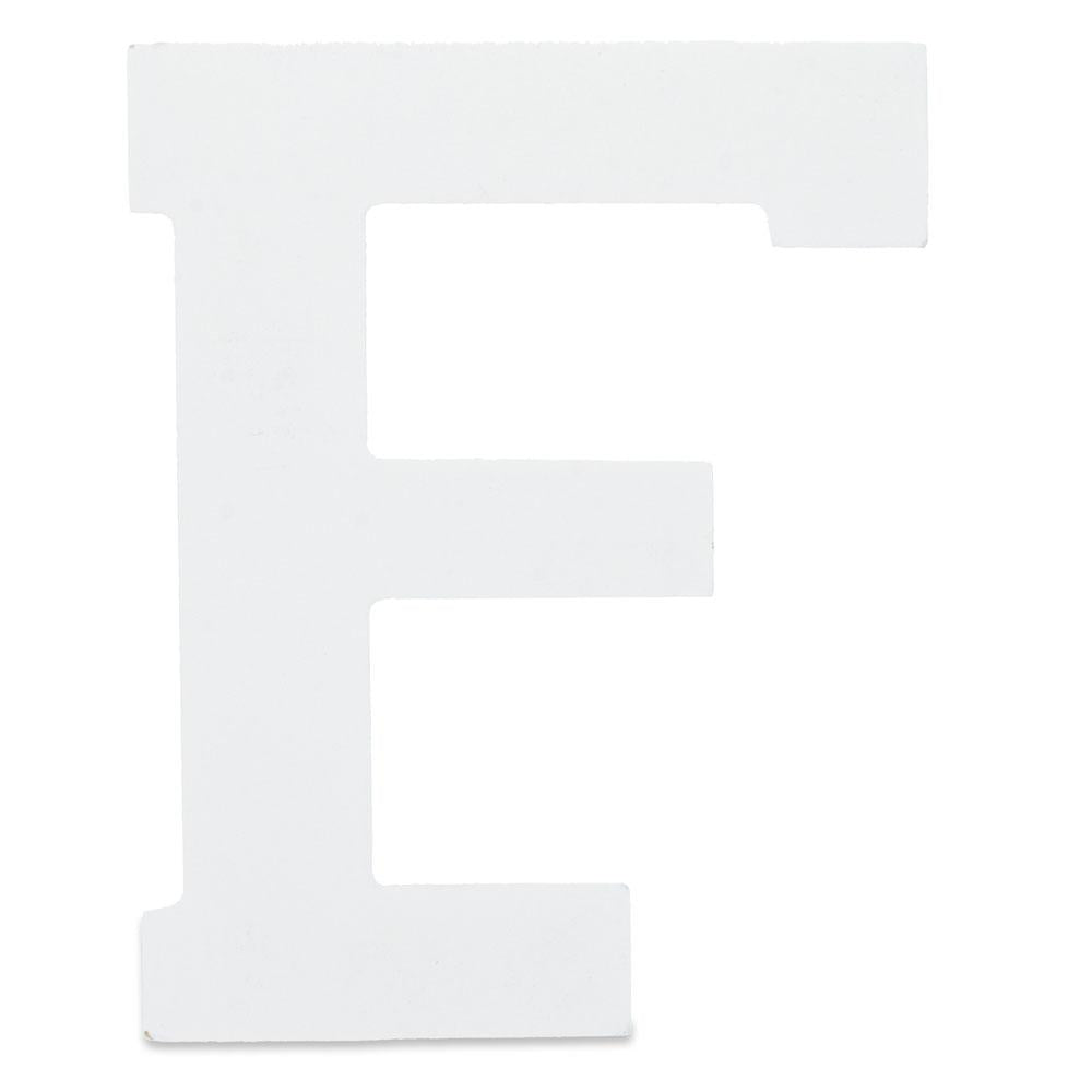 Courier Font White Color Wooden Letter F (6 Inches)