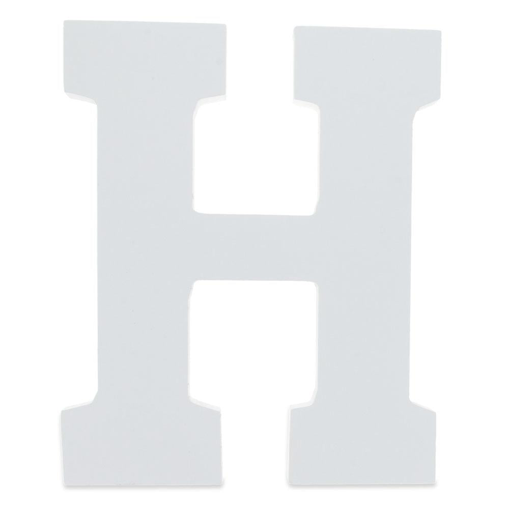 Courier Font White Color Wooden Letter H (6 Inches)