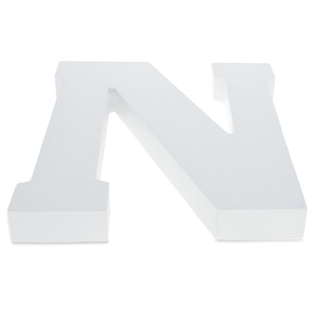 Courier Font White Color Wooden Letter N (6 Inches)