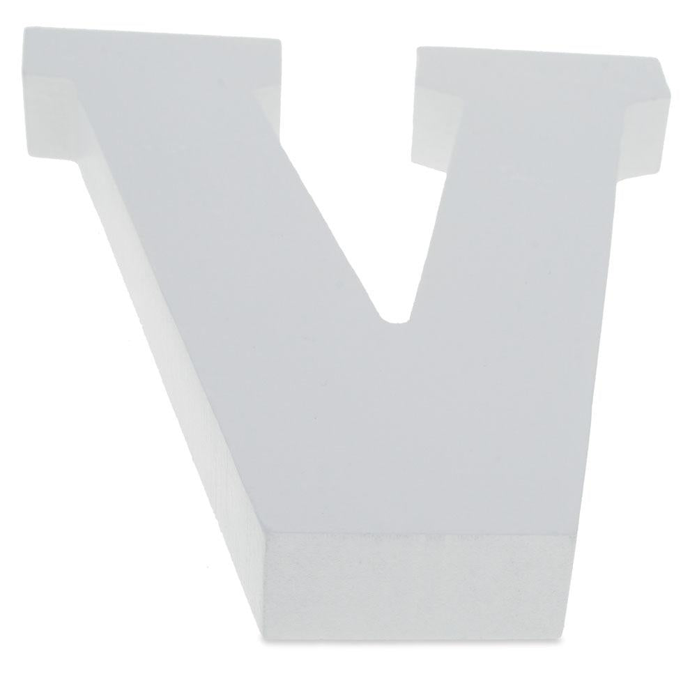 Courier Font White Color Wooden Letter V (6 Inches)