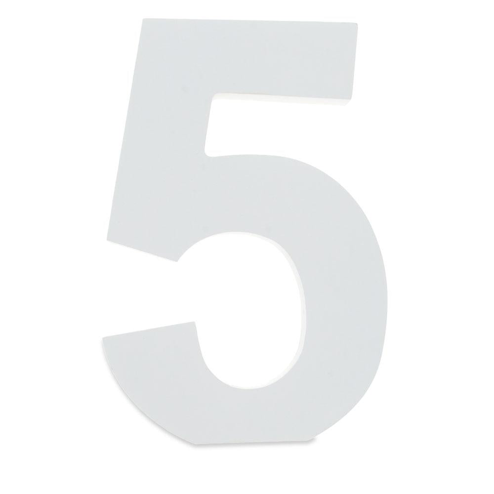 Courier Font White Color Wooden Number 5 (6 Inches)