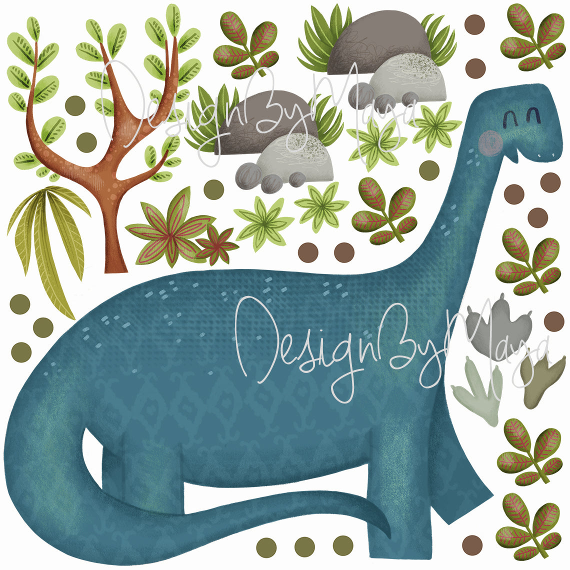 Dinosaur Decals - Fabric Nursery Wall Art Decals