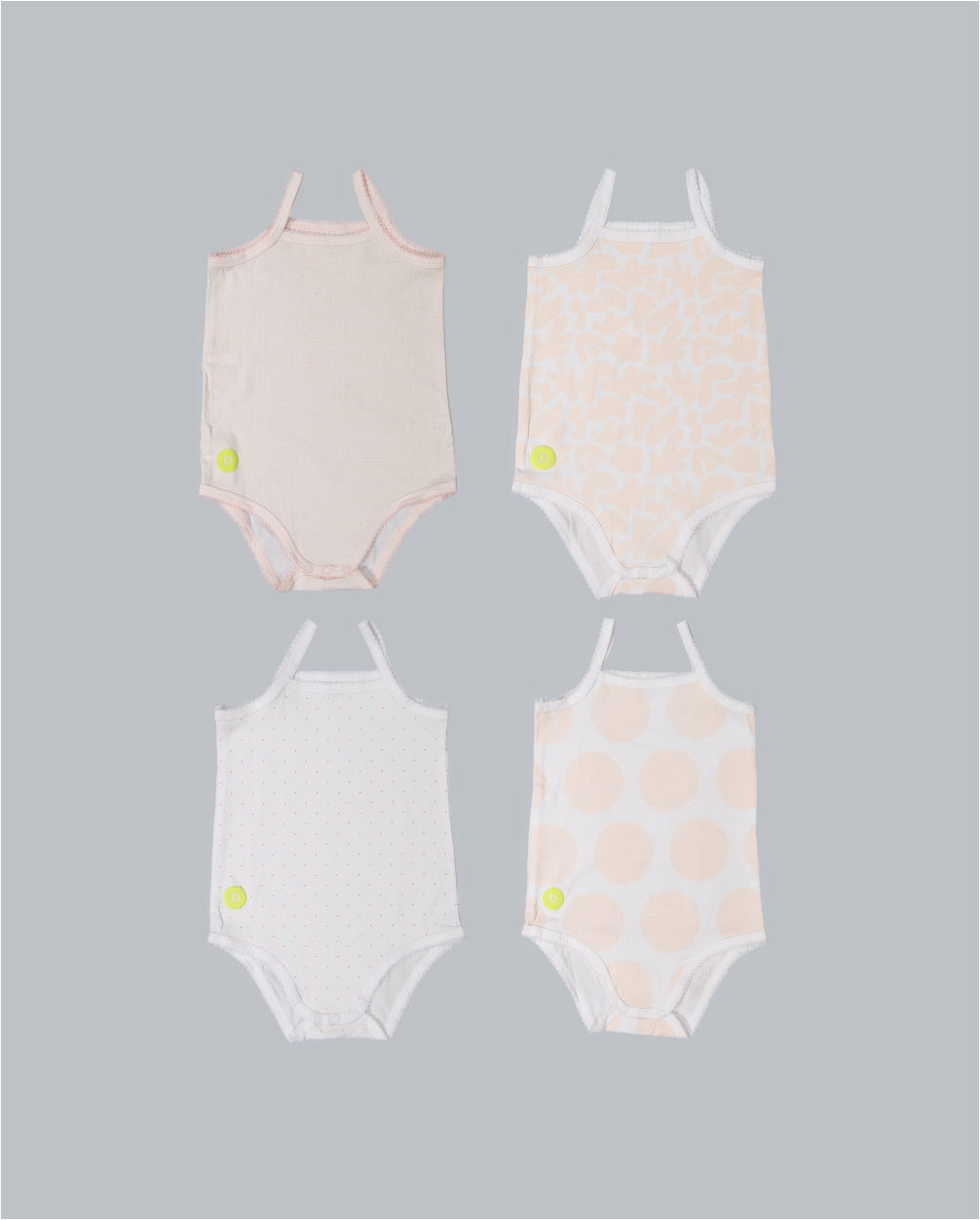 Baby Girl Sleeveless 4pc Onesie Set