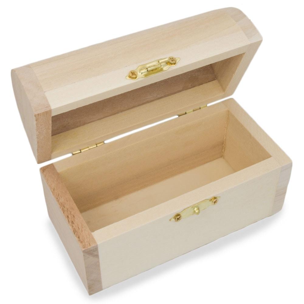 Unfinished Wooden Jewelry Or Storage Trinket Gift Box Chest With Clasp Diy Unpainted Craft 4.75 Inches Long