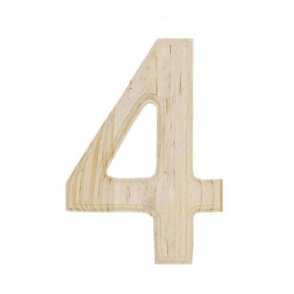 Unfinished Unpainted Wooden Number 4 (four) 6 Inches