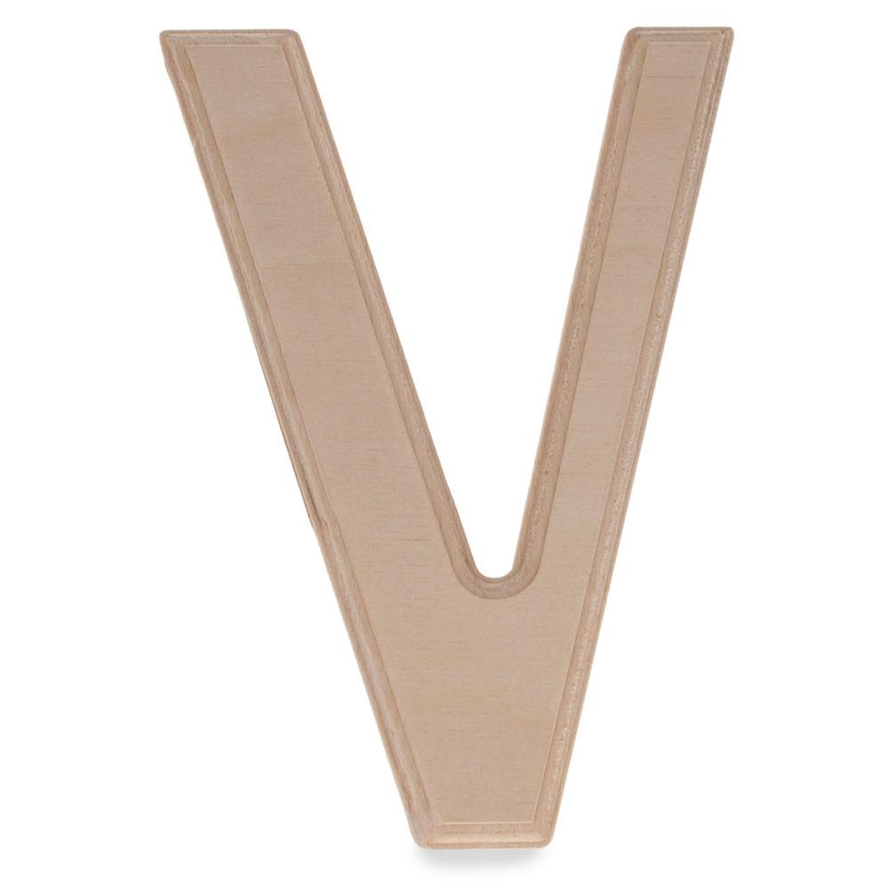 Unfinished Unpainted Wooden Letter V (6 Inches)