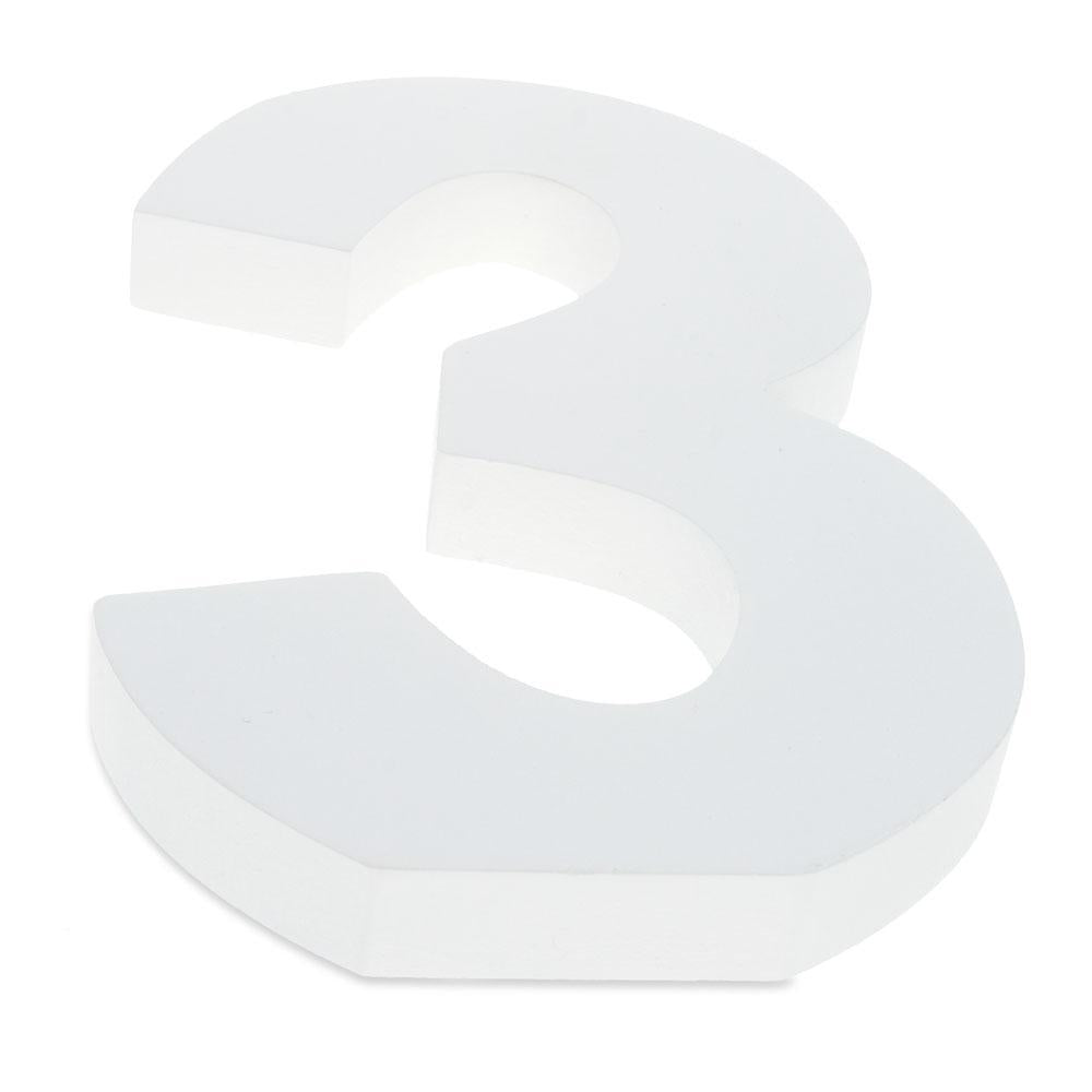 Courier Font White Color Wooden Number 3 (6 Inches)