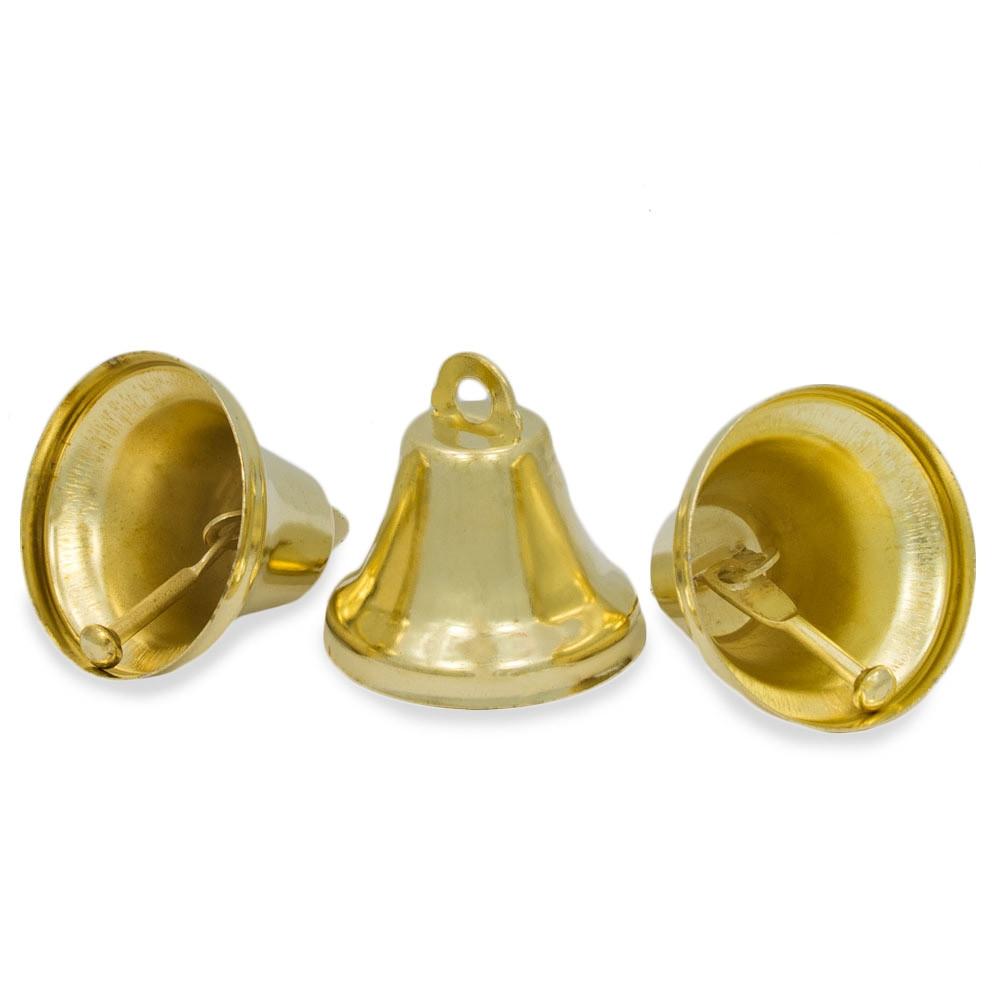 Set Of 3 Gold Tone Metal Bells 1.5 Inches