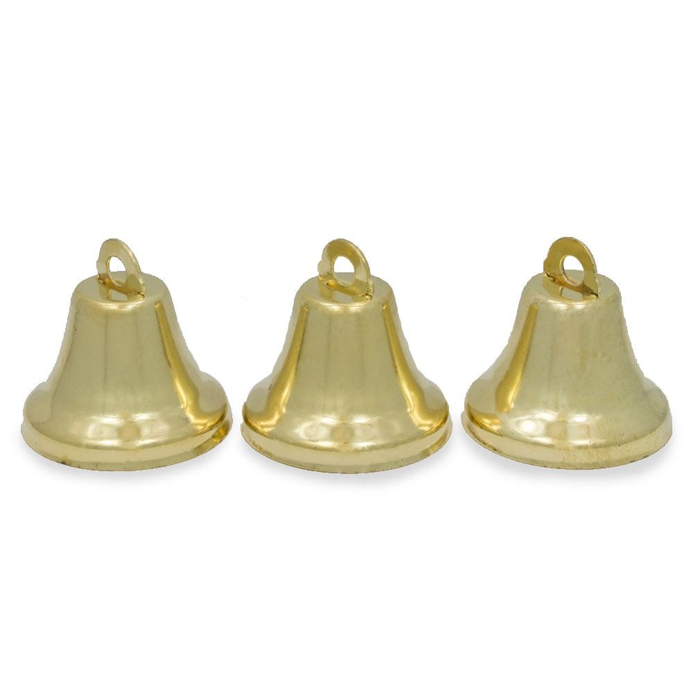 Set Of 3 Gold Tone Metal Bells 1.5 Inches