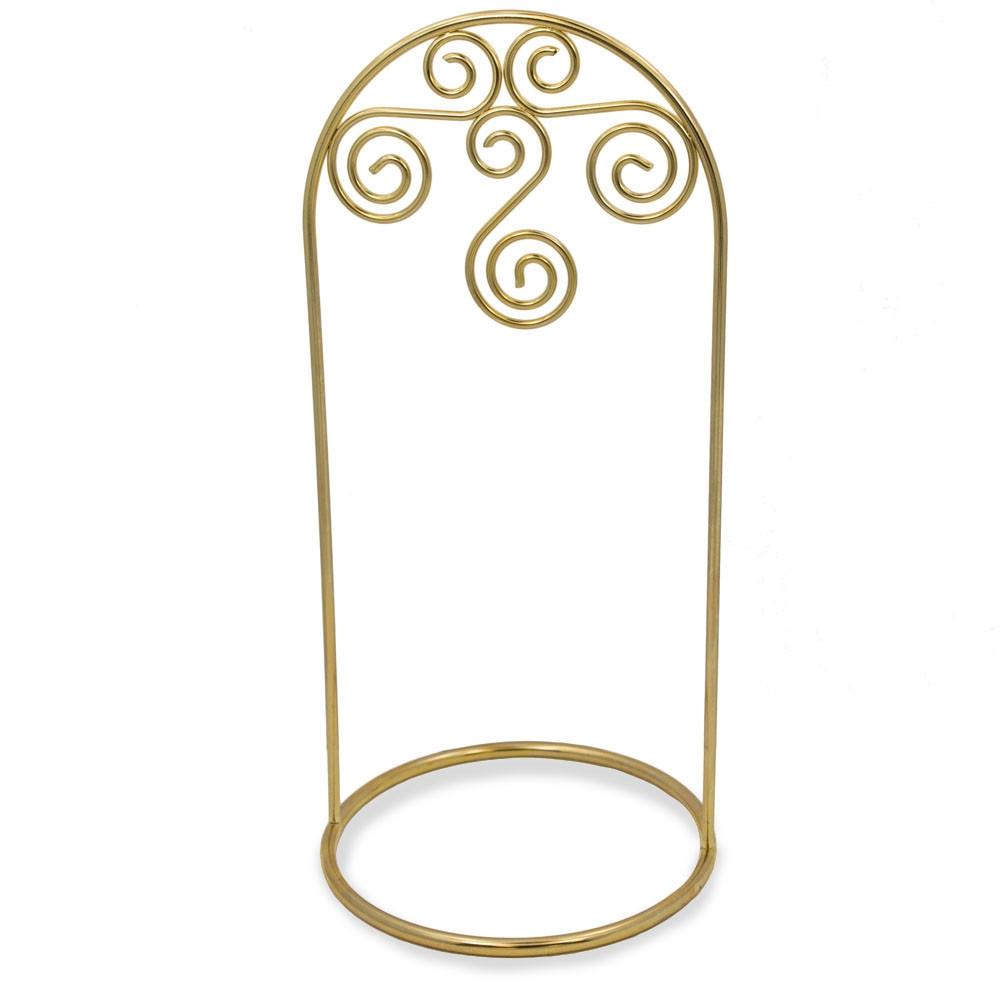 Gold Tone Metal Swirl Arch Ornament Stand Display 7.75 Inches