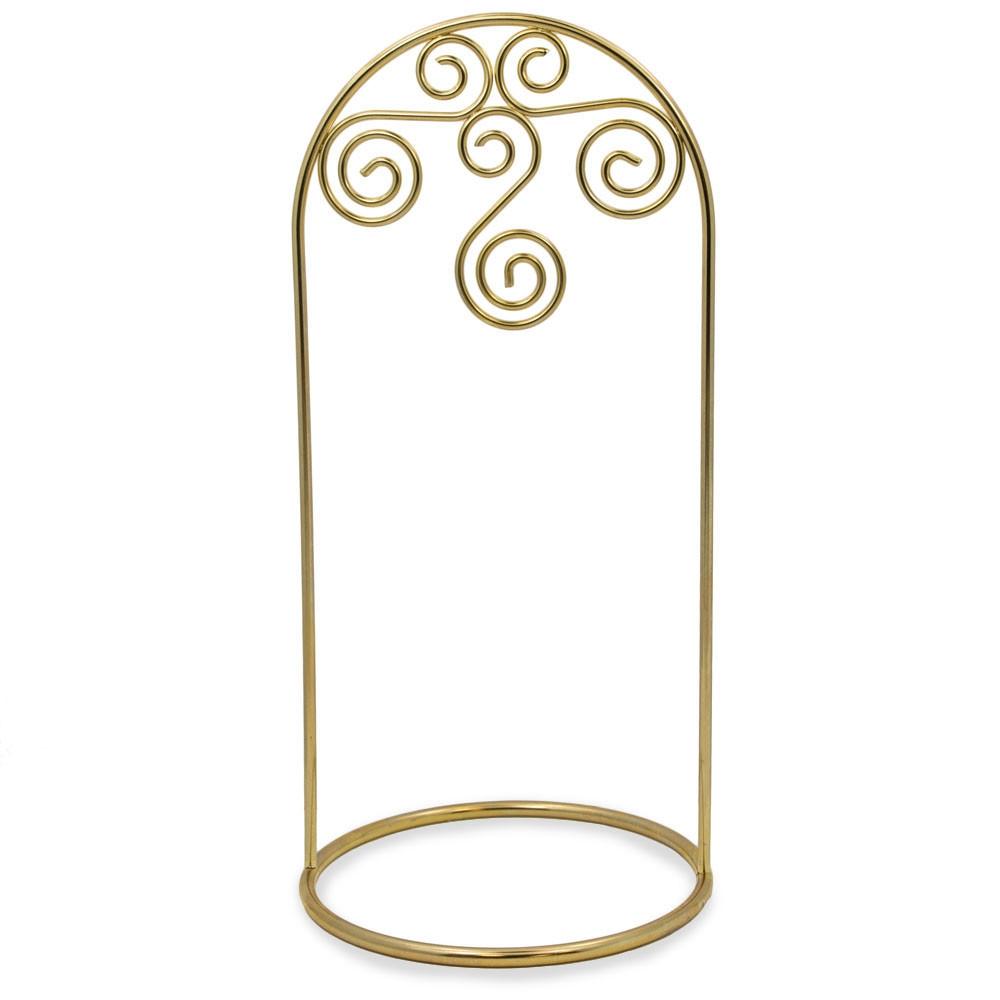 Gold Tone Metal Swirl Arch Ornament Stand Display 7.75 Inches