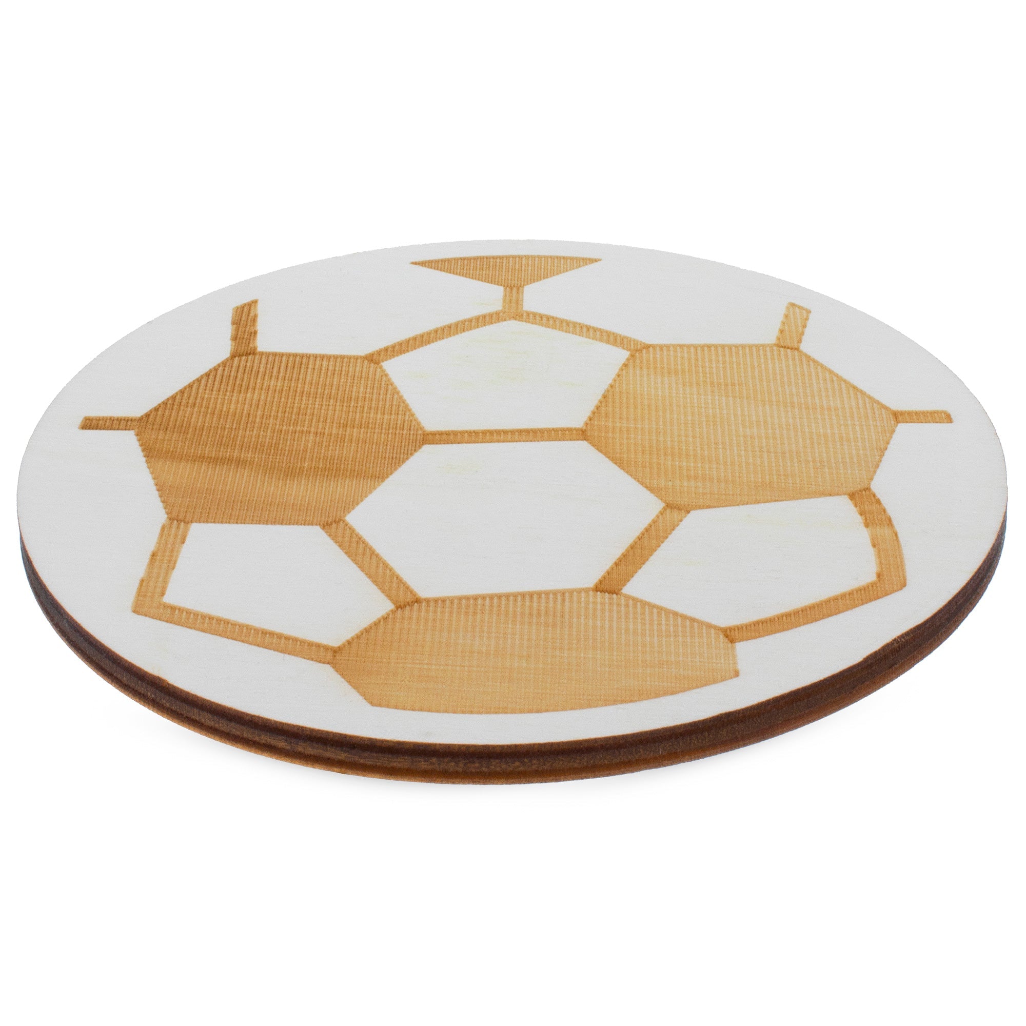 Unfinished Unpainted Wooden Soccer Ball Shape Cutout Diy Craft 4.2 Inches