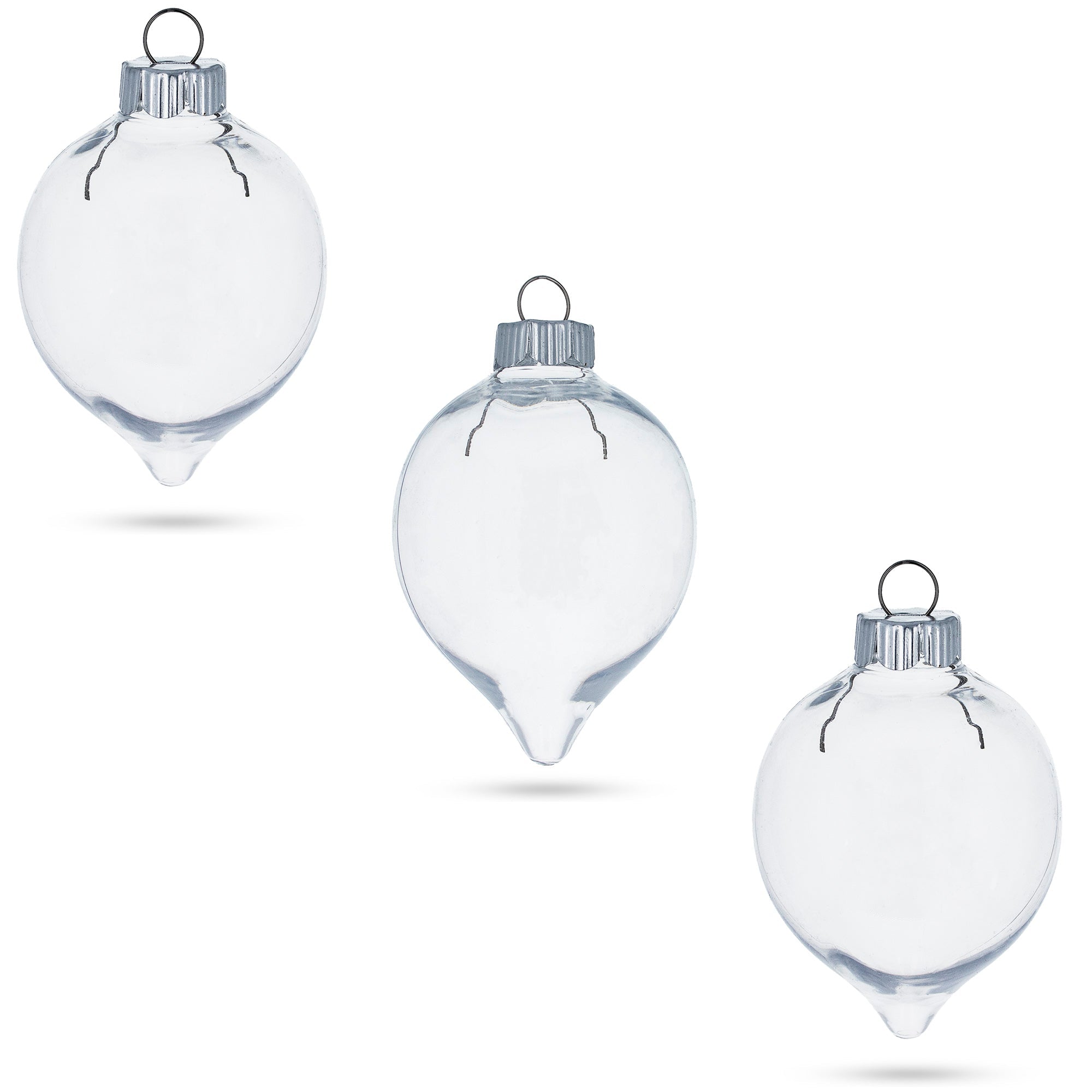 Set Of 3 Clear Plastic Water Drop Christmas Ornaments 3.94 Inches