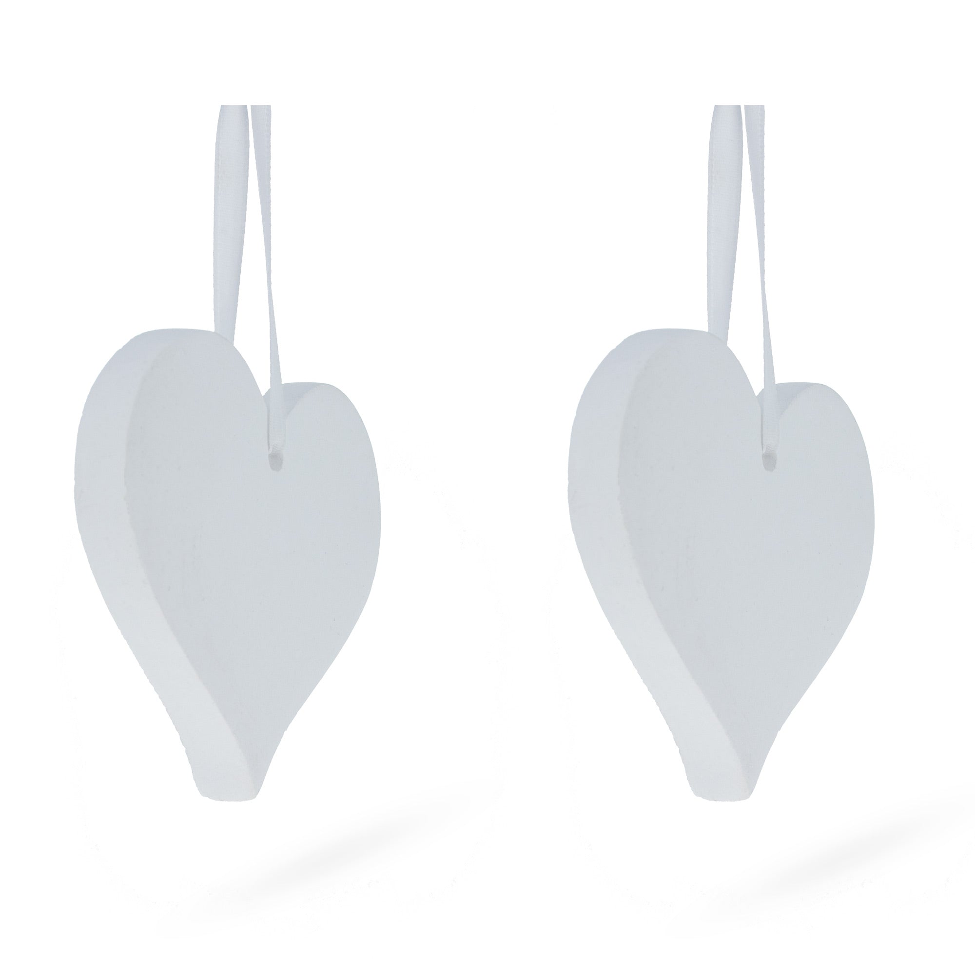 Set Of 2 Hearts Plaster Christmas Ornaments 3.2 Inches