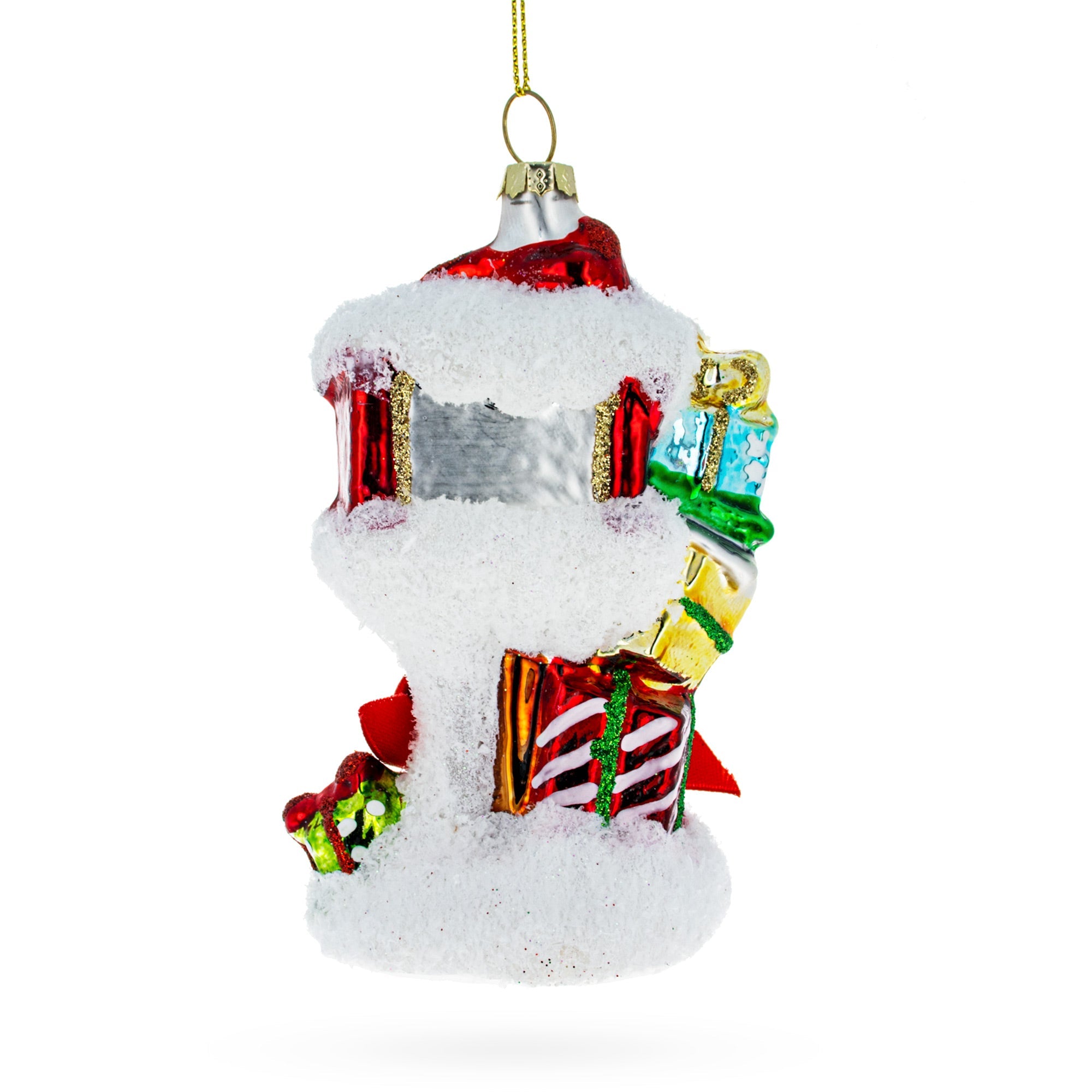 Santa Mailbox Glass Christmas Ornament