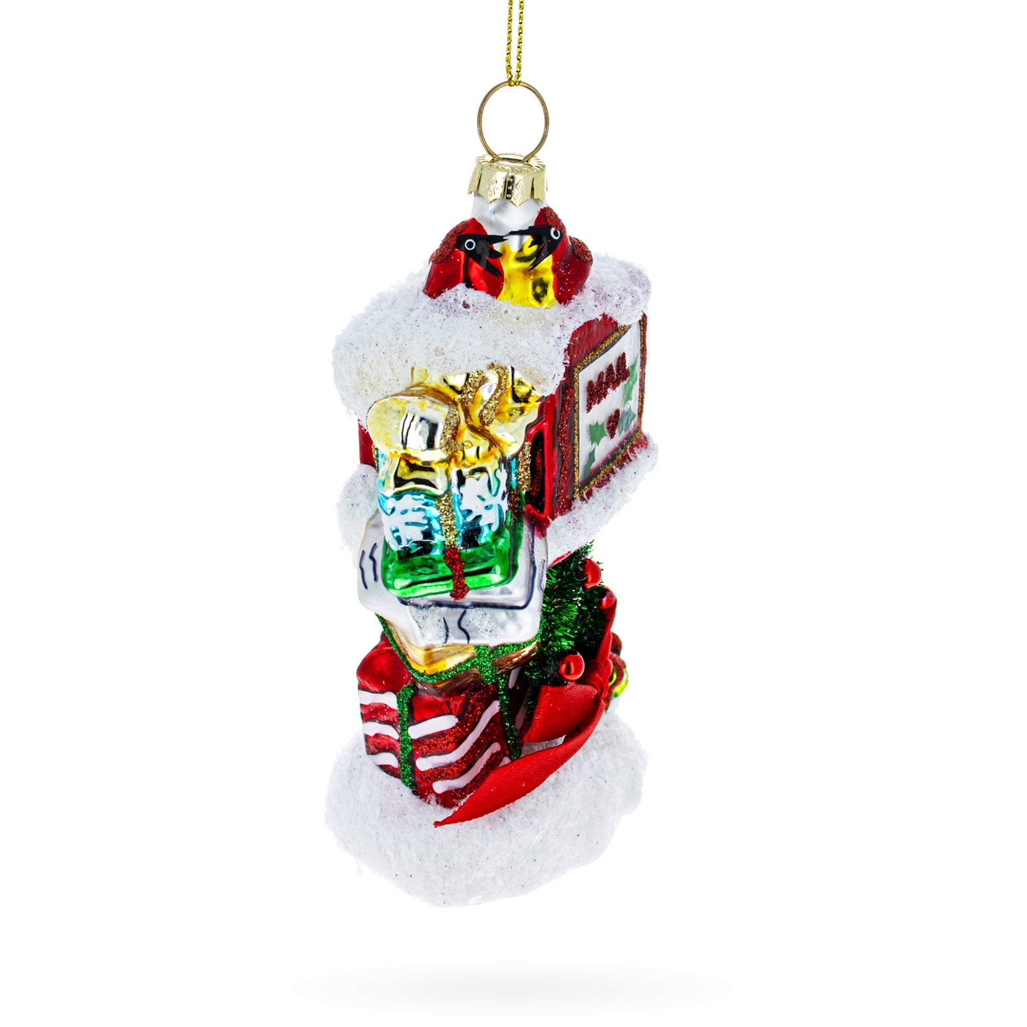 Santa Mailbox Glass Christmas Ornament