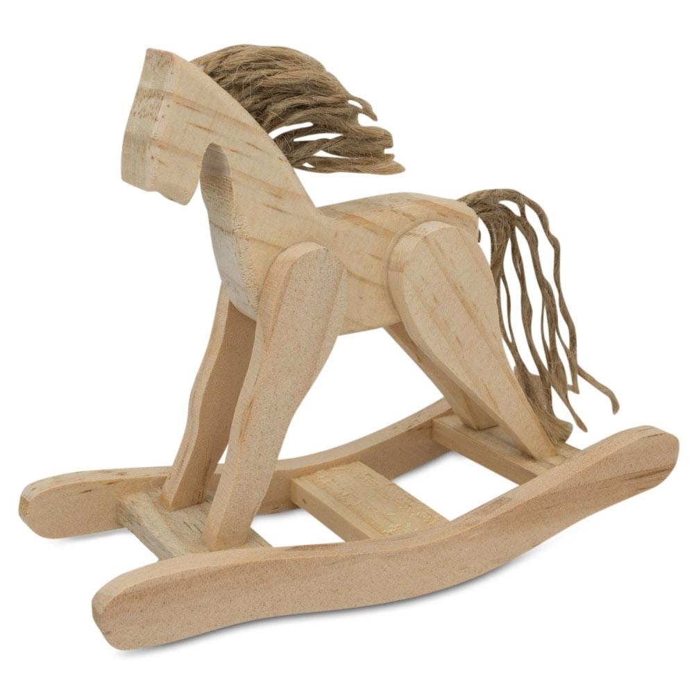 Unfinished Wooden Rocking Horse Figurine Craft Diy Craft 4.5 Inches