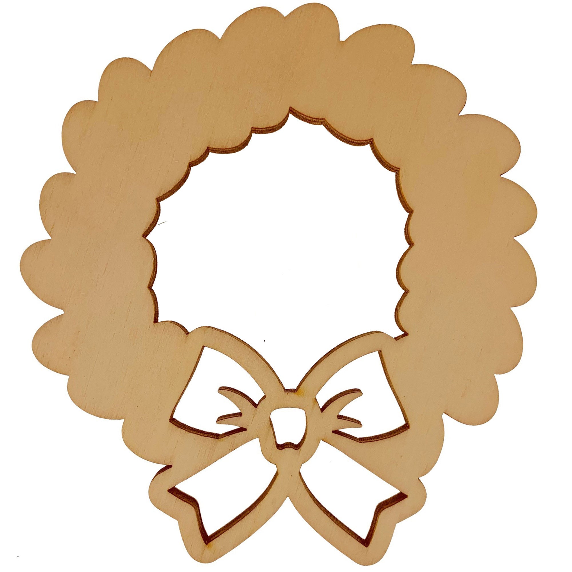 Unfinished Wooden Wreath Shape Cutout Diy Craft 4.75 Inches