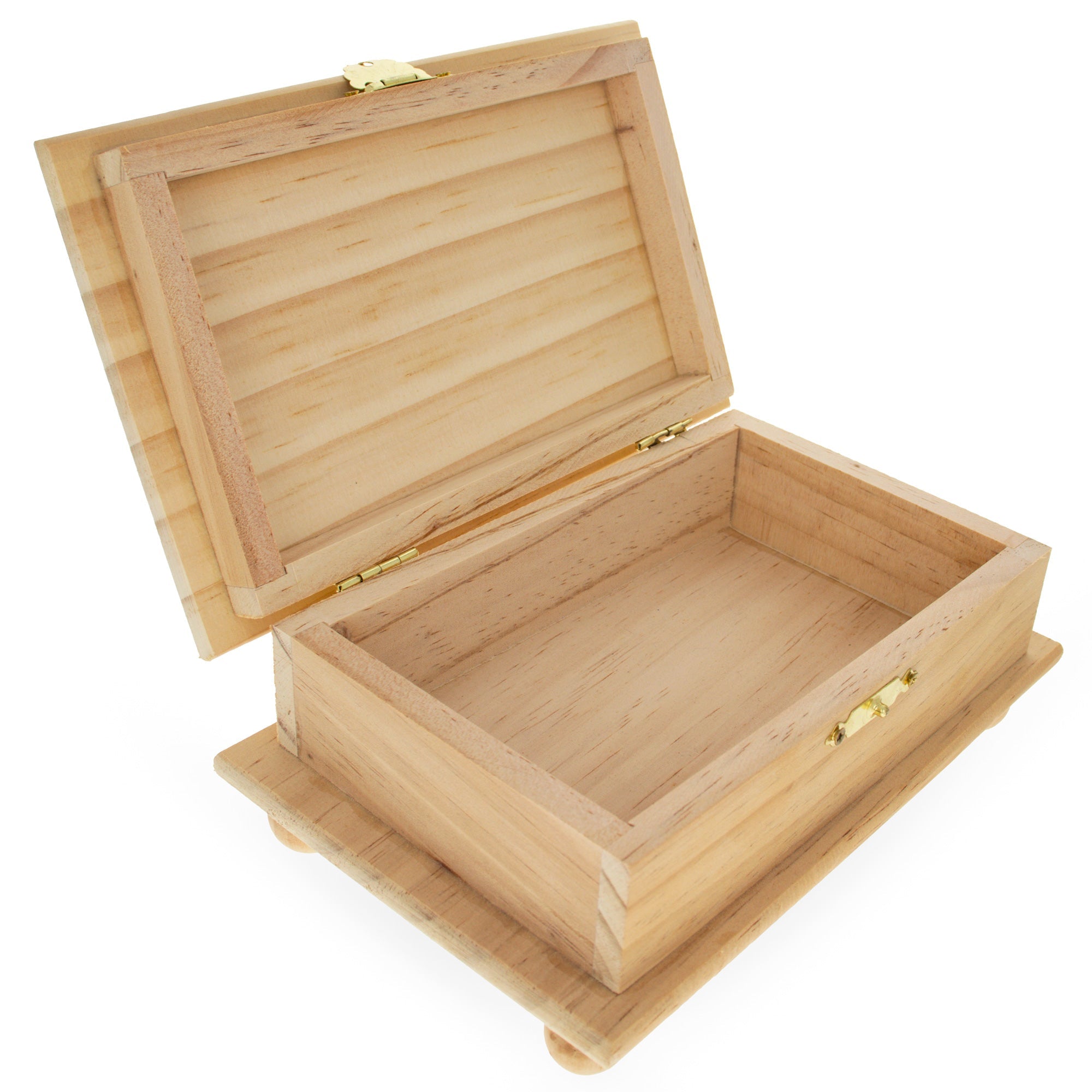 Unfinished Wooden Jewelry Or Storage Trinket Gift Box Chest With Clasp Diy Unpainted Craft 7.5 Inches