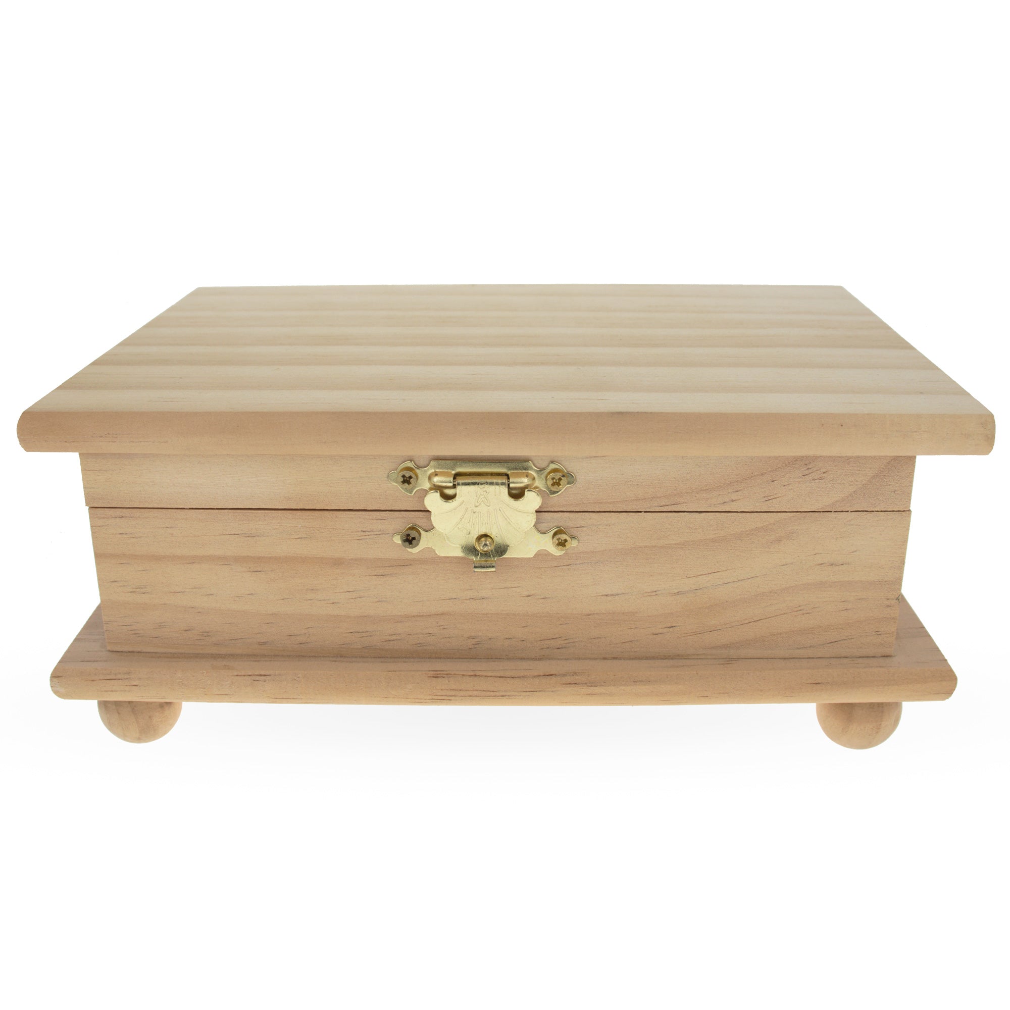 Unfinished Wooden Jewelry Or Storage Trinket Gift Box Chest With Clasp Diy Unpainted Craft 7.5 Inches