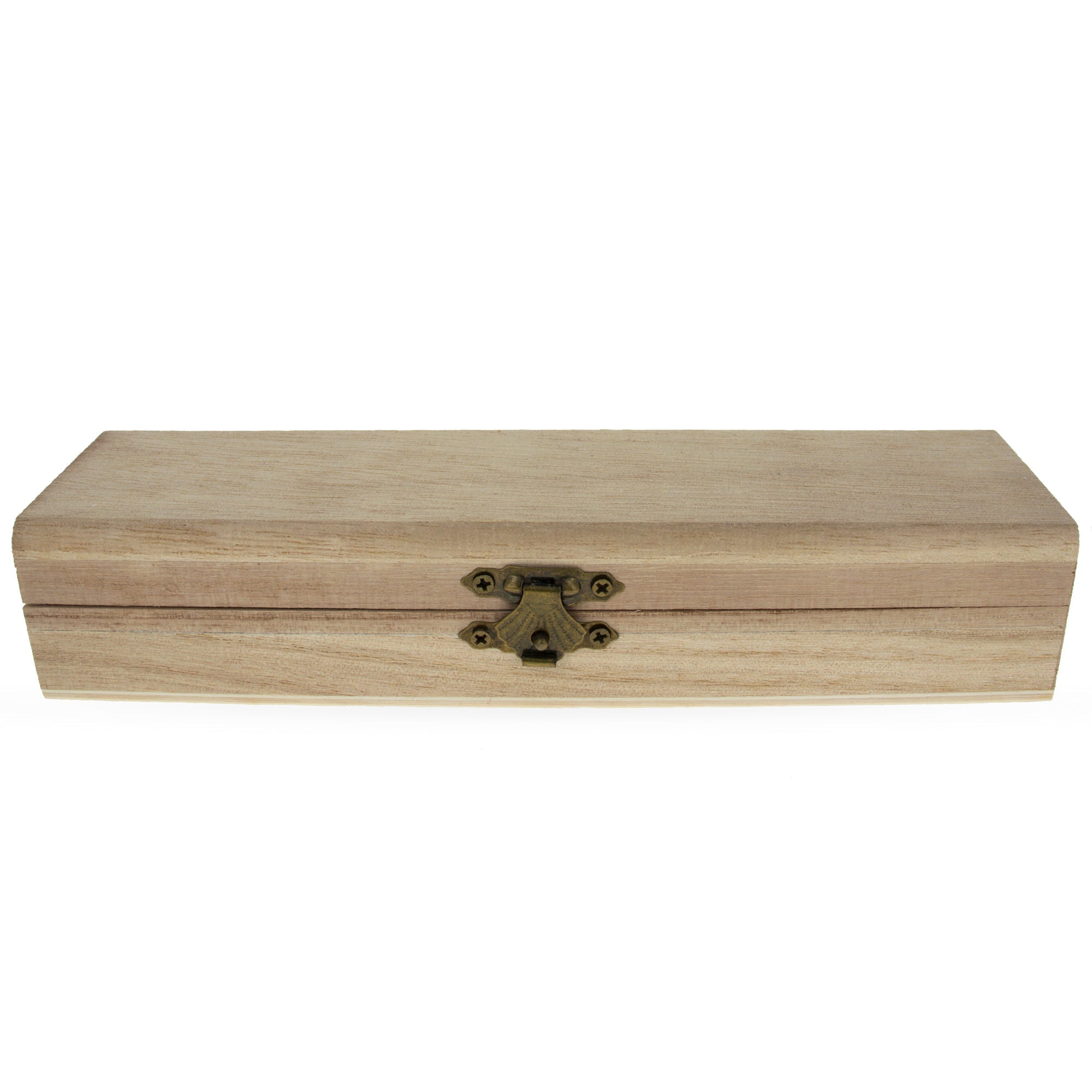 Unfinished Wooden Jewelry Or Storage Trinket Gift Box Chest With Clasp Diy Unpainted Craft 7.8 Inches