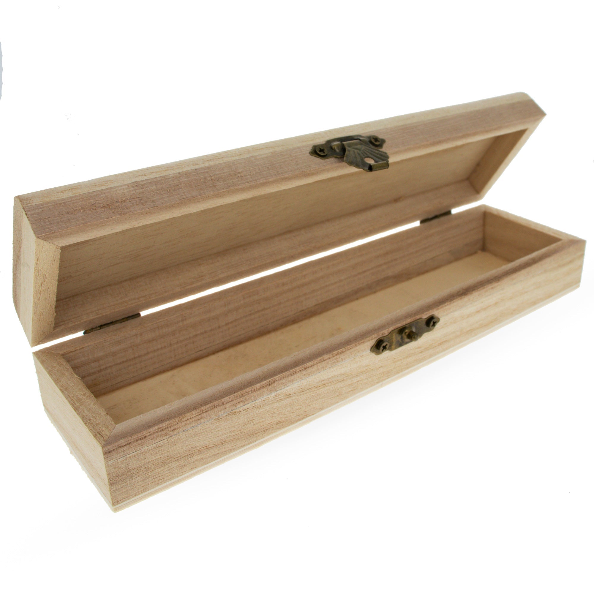 Unfinished Wooden Jewelry Or Storage Trinket Gift Box Chest With Clasp Diy Unpainted Craft 7.8 Inches