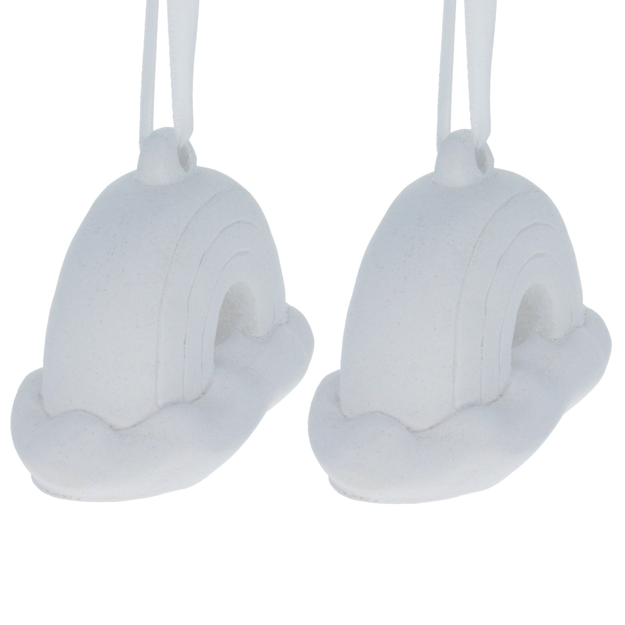 Set Of 2 Blank Unfinished White Plaster 3d Rainbow Christmas Ornaments Diy Craft 3.5 Inches