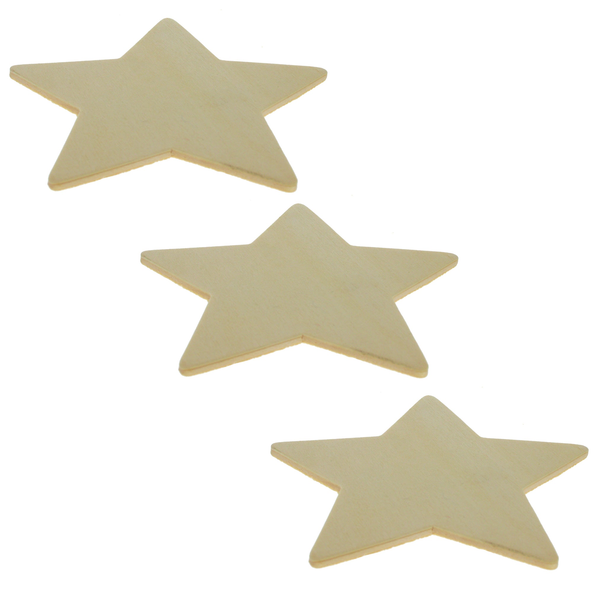 Set Of 3 Unfinished Wooden Star Shape Cutout Diy Craft 3.5 Inches