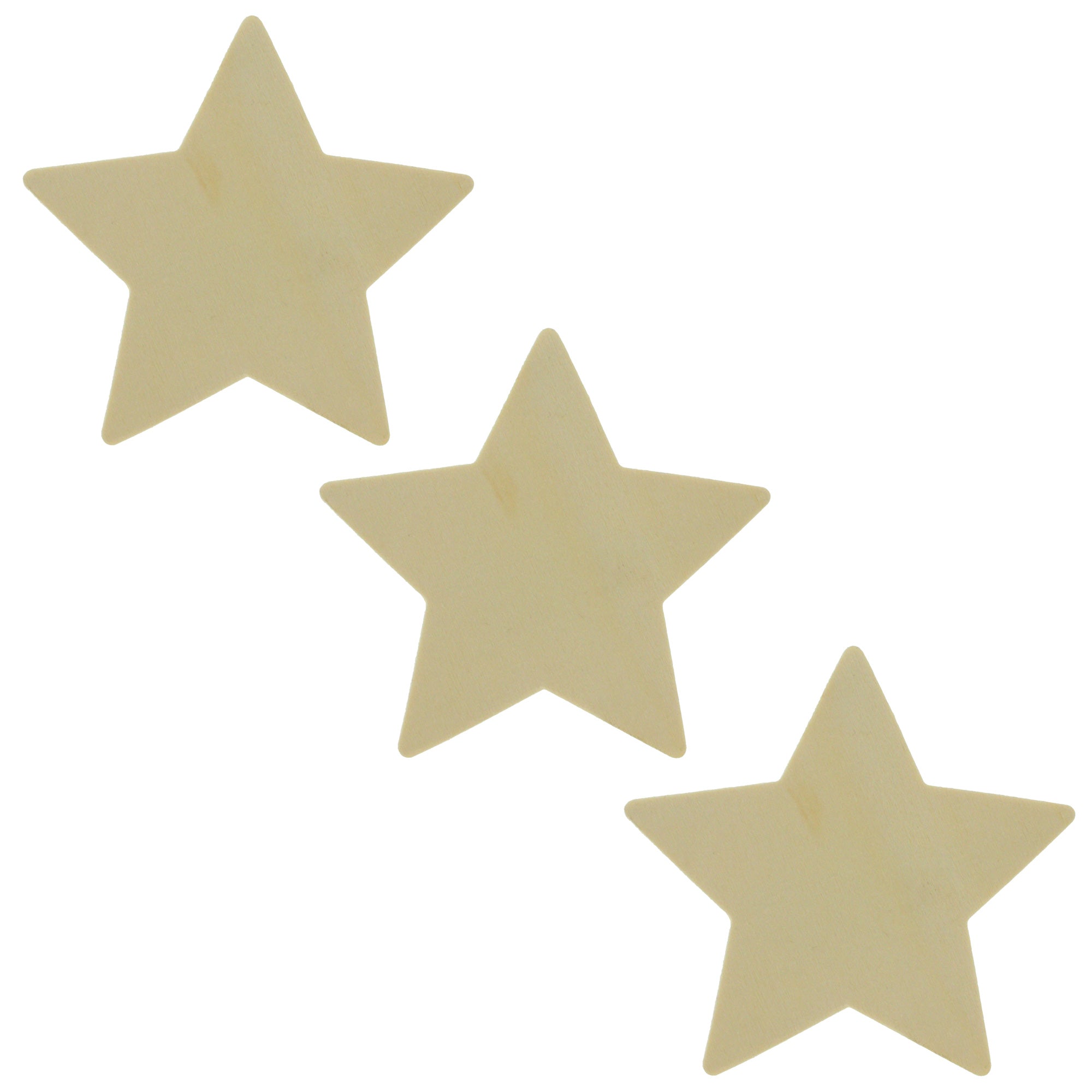 Set Of 3 Unfinished Wooden Star Shape Cutout Diy Craft 3.5 Inches