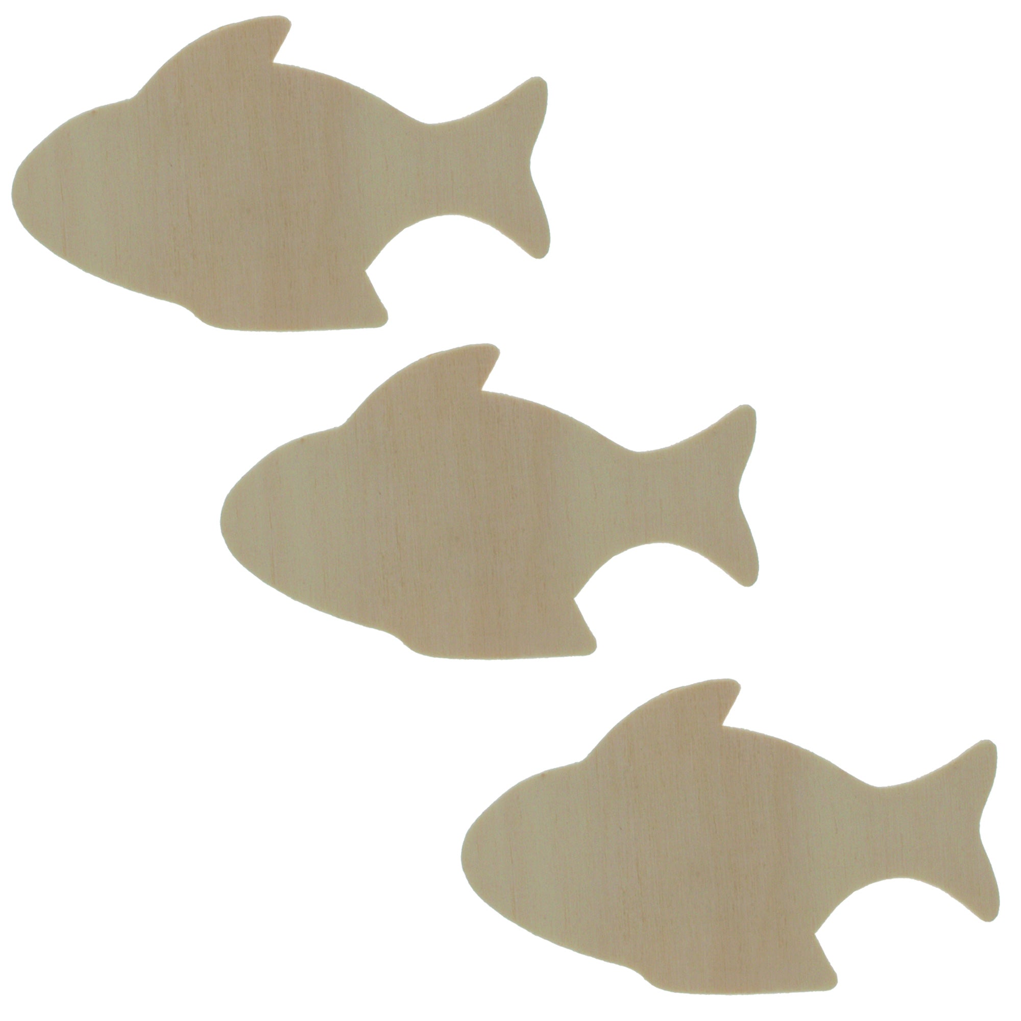 Set Of 3 Unfinished Wooden Fish Shape Cutout Diy Craft 3.5 Inches