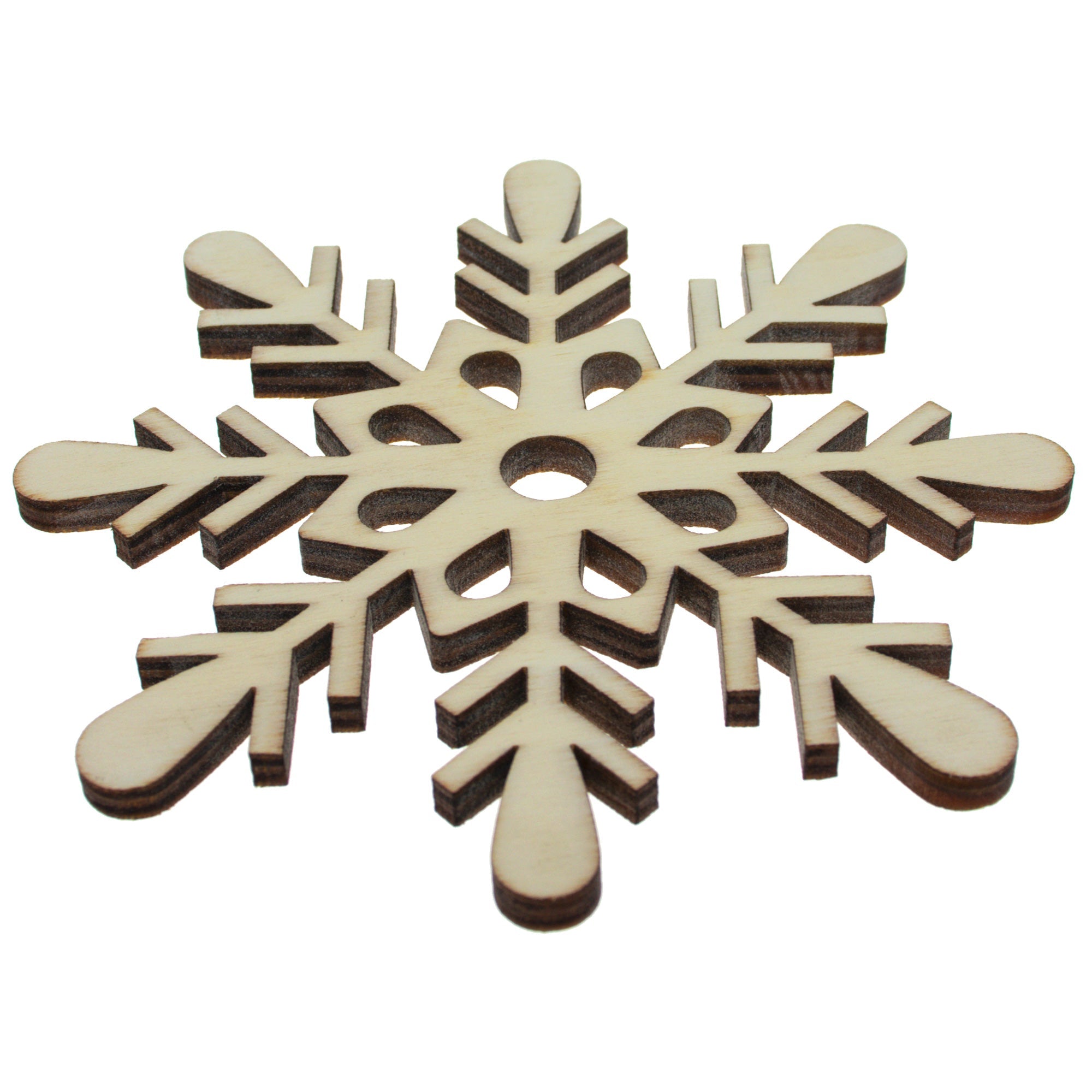 Unfinished Wooden Classic Snowflake Shape Cutout Diy Craft 4.2 Inches