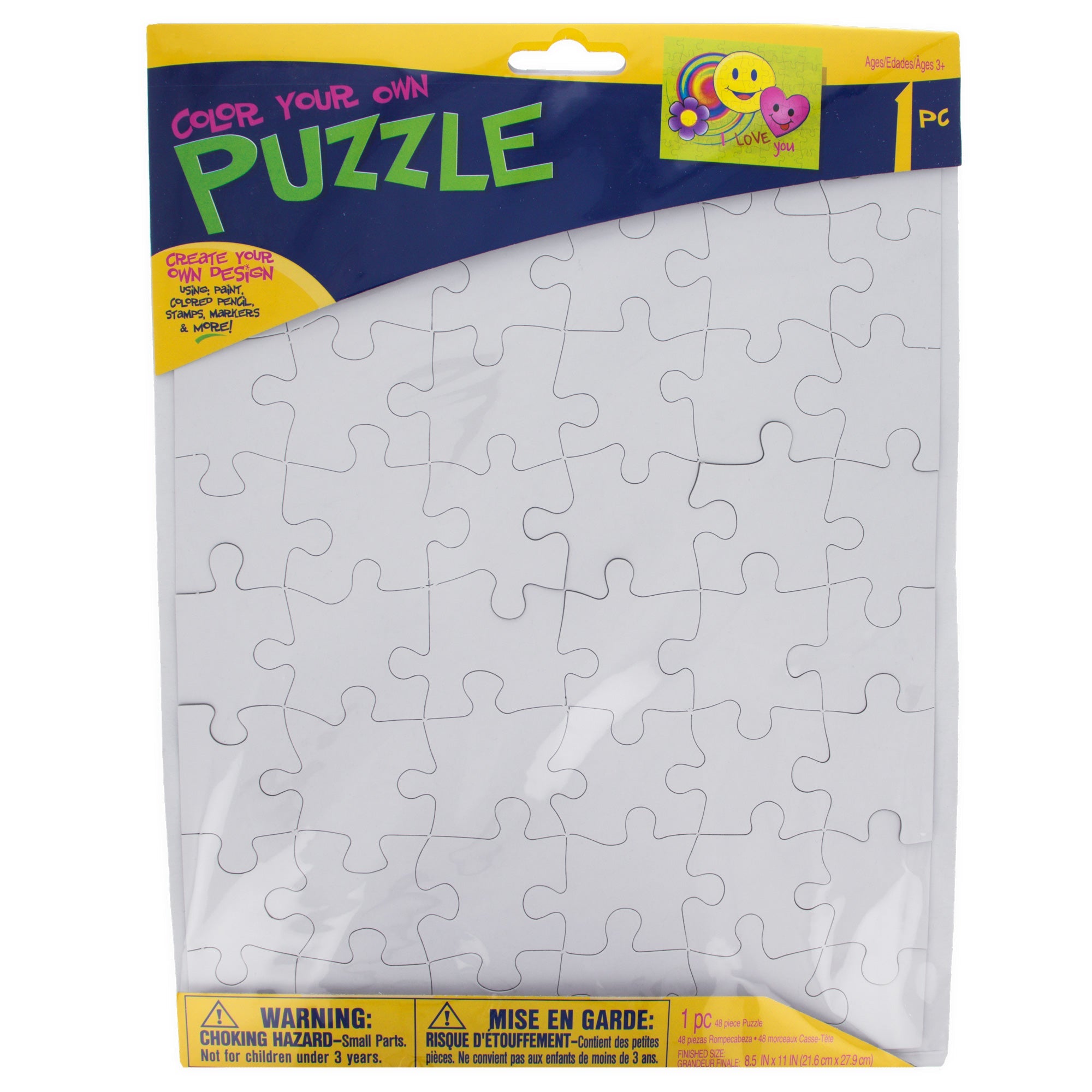 11-inch White Create-your-own Puzzle Set 48 Pieces