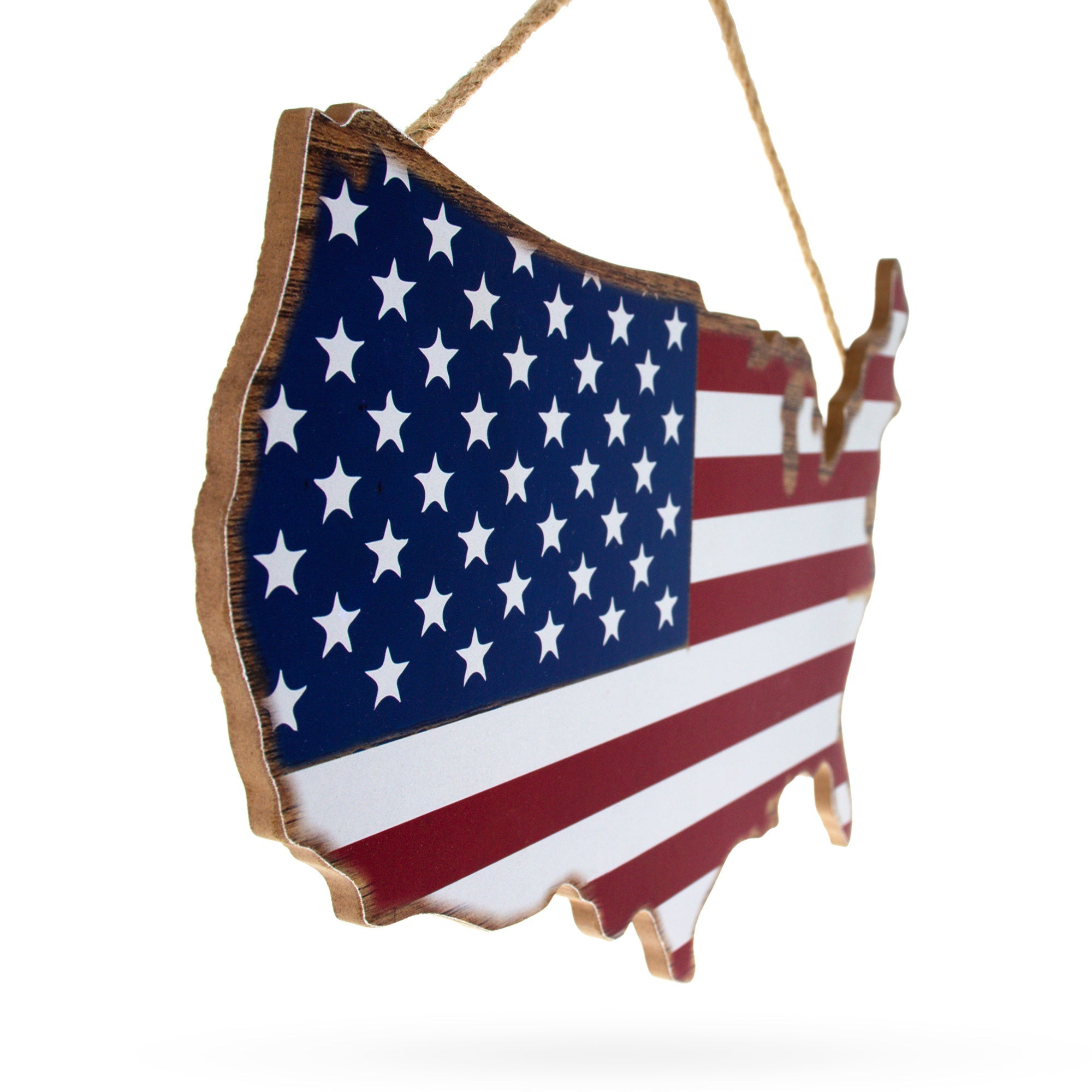 Wooden Usa Flag Sign United States Patriotic Display Board 10.5 Inches