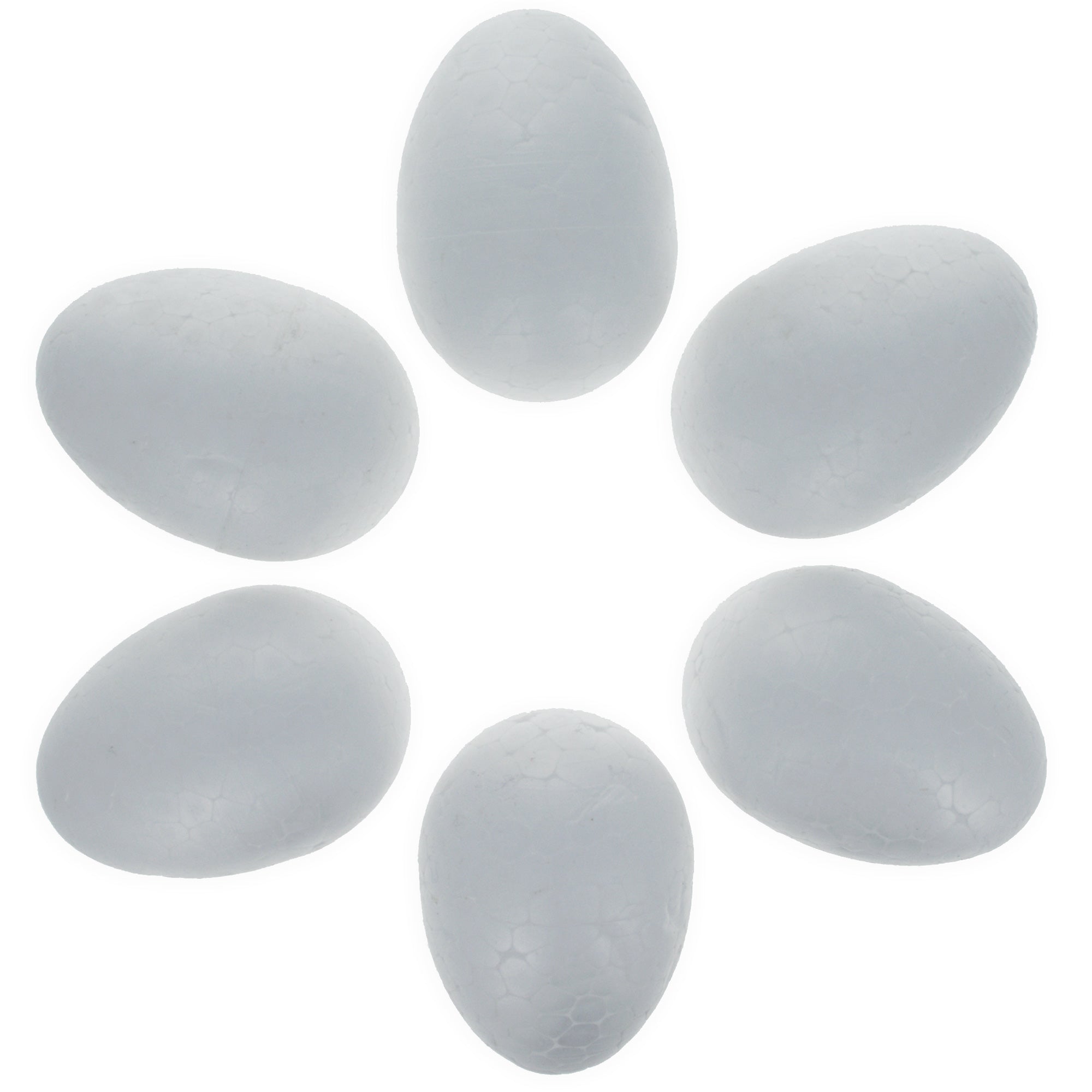 Set Of 6 White Foam Eggs 2.3 Inches