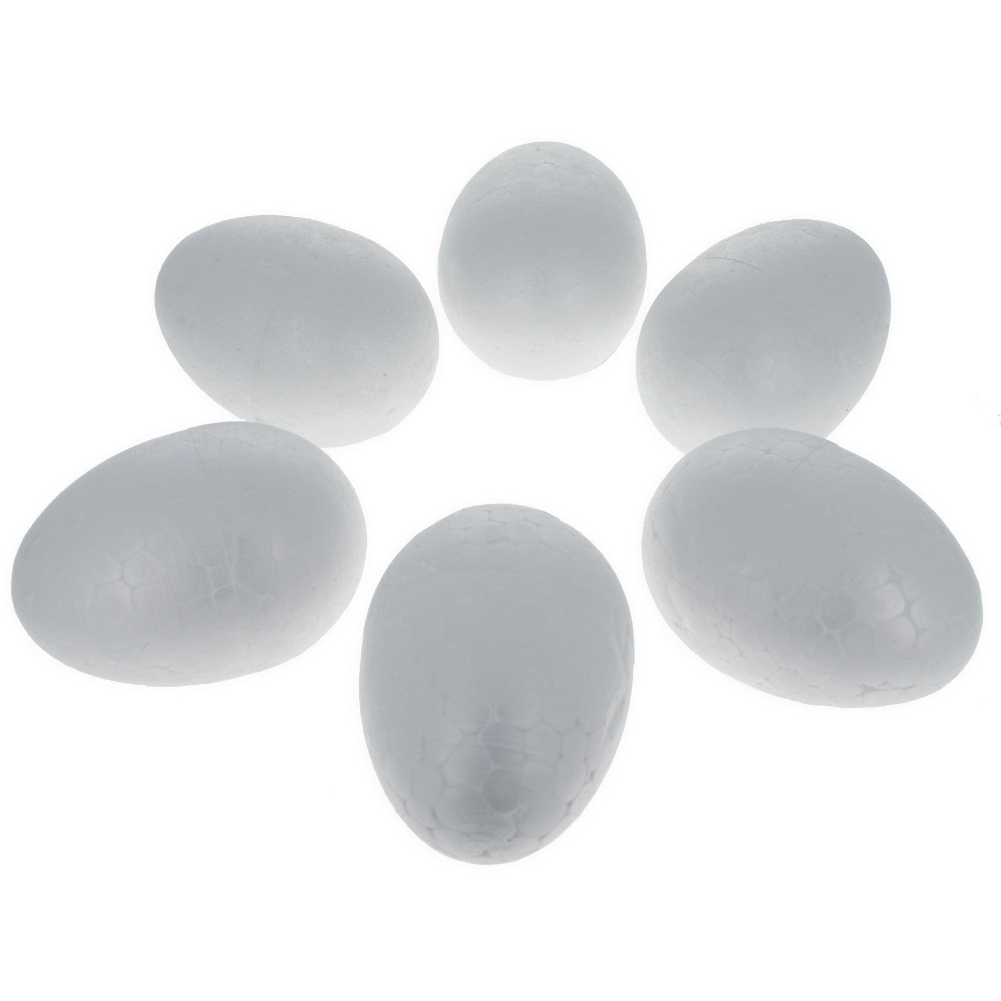 Set Of 6 White Foam Eggs 2.3 Inches