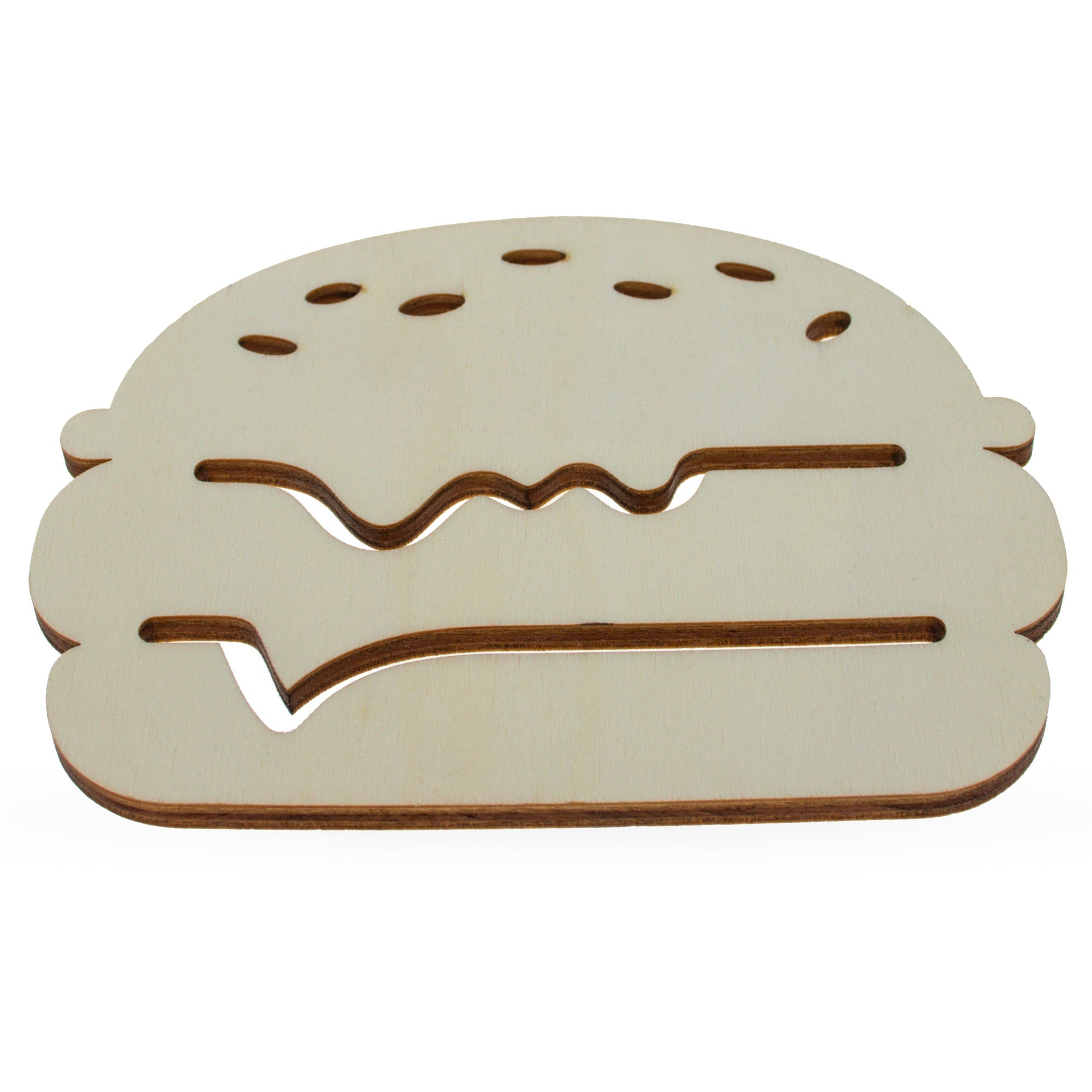 Unfinished Wooden Burger Shape Cutout Diy Craft 4.85 Inches