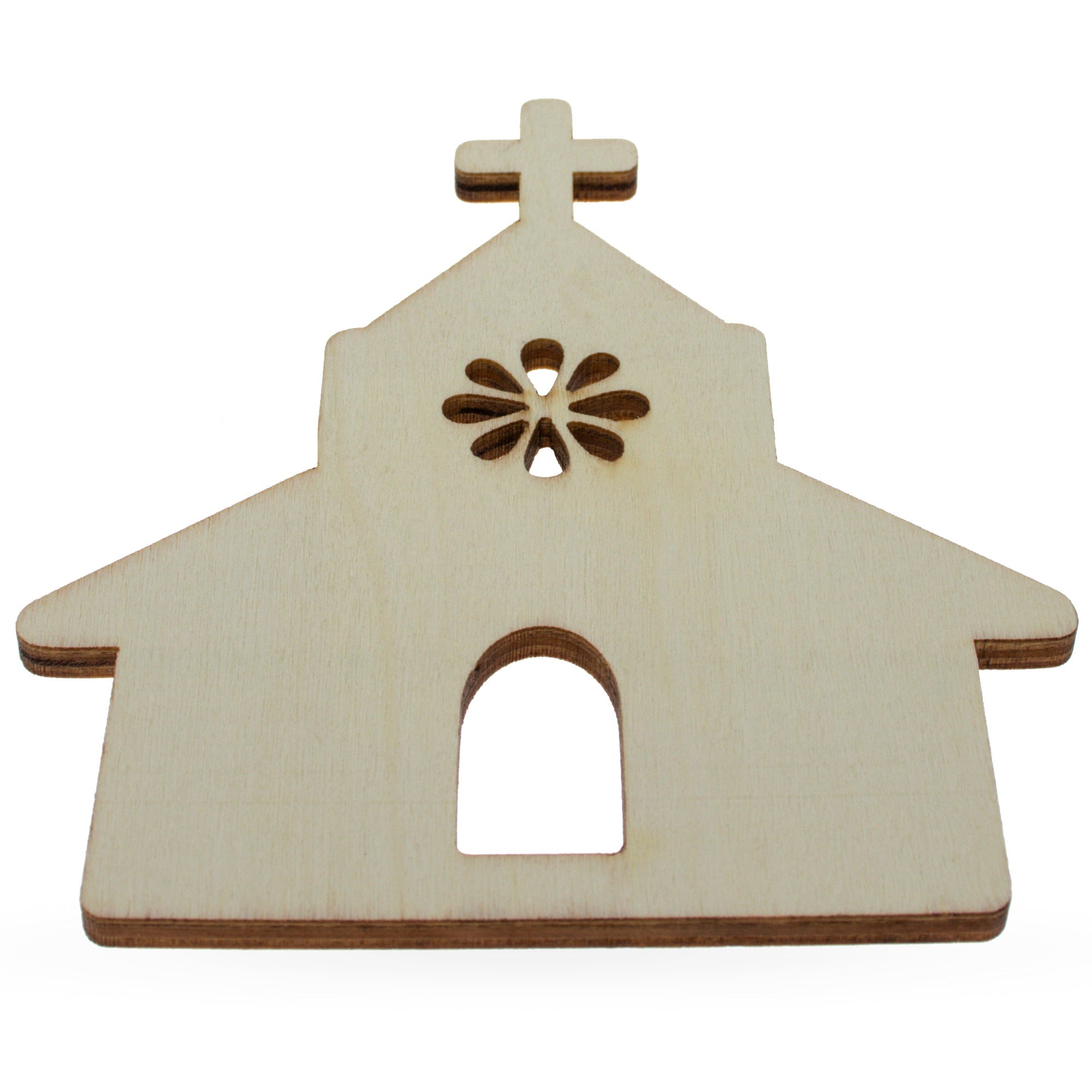 Unfinished Wooden Church Shape Cutout Diy Craft 4.9 Inches