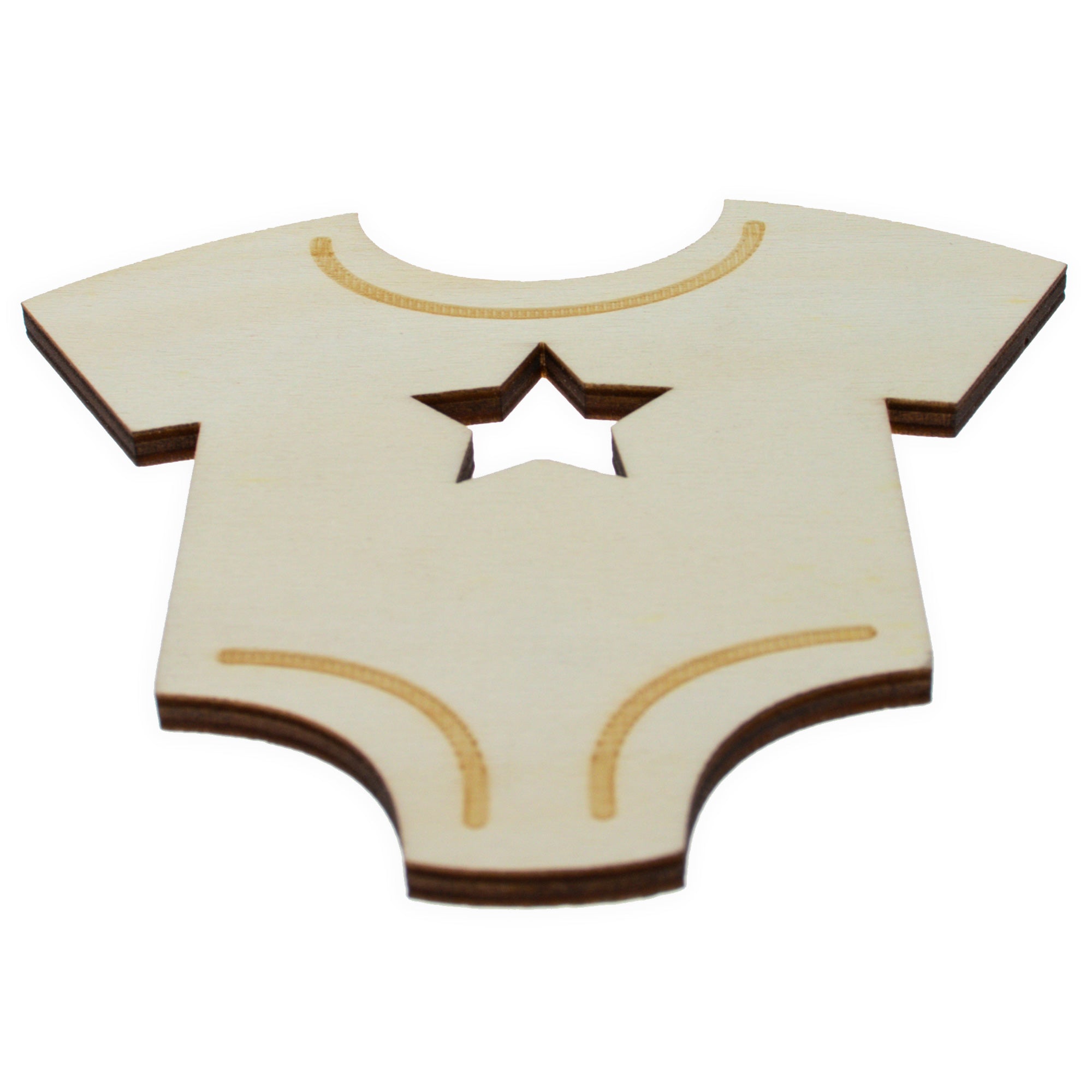 Unfinished Wooden Baby Outfit Shape Cutout Diy Craft 4.2 Inches