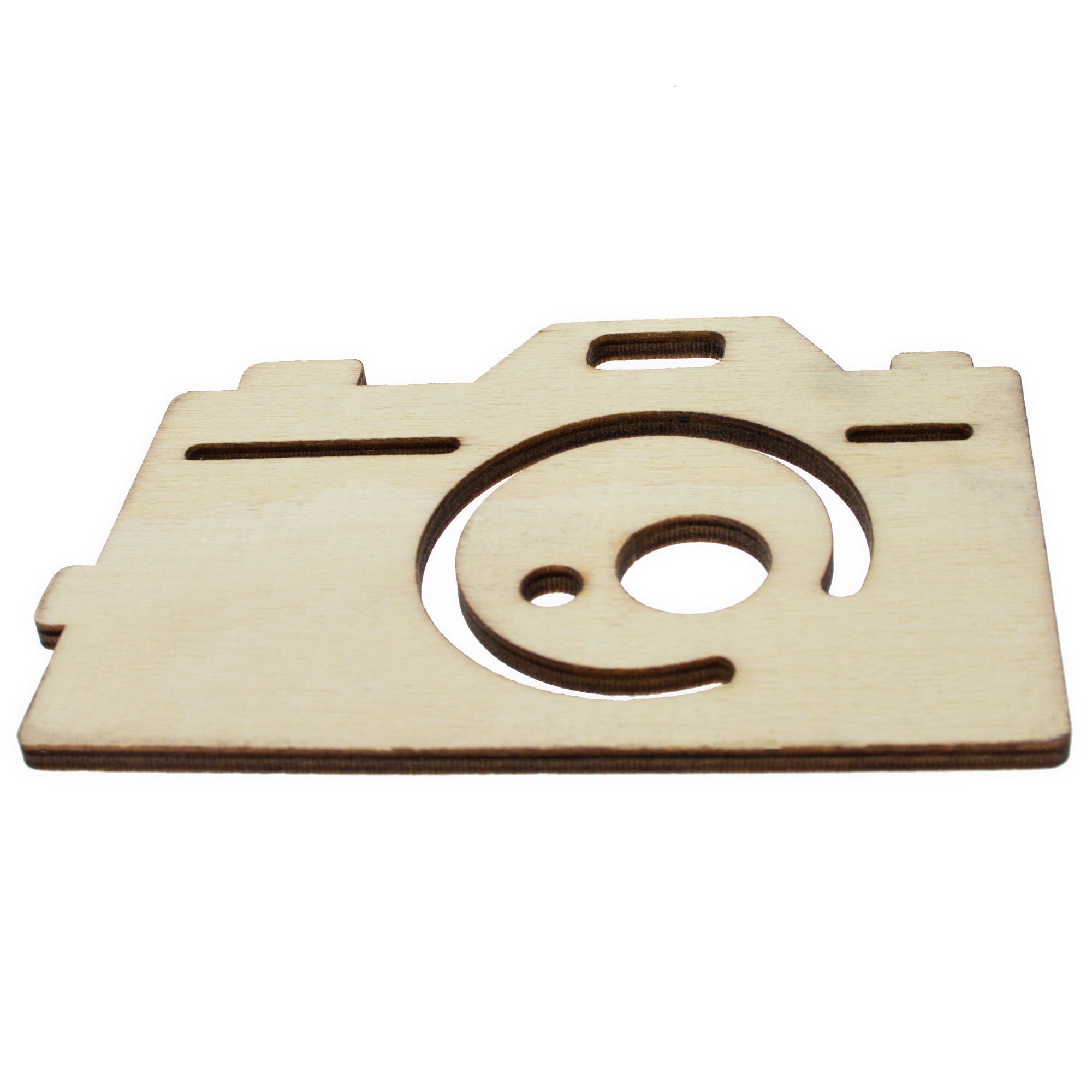 Unfinished Wooden Camera Cutout Diy Craft 4.85 Inches