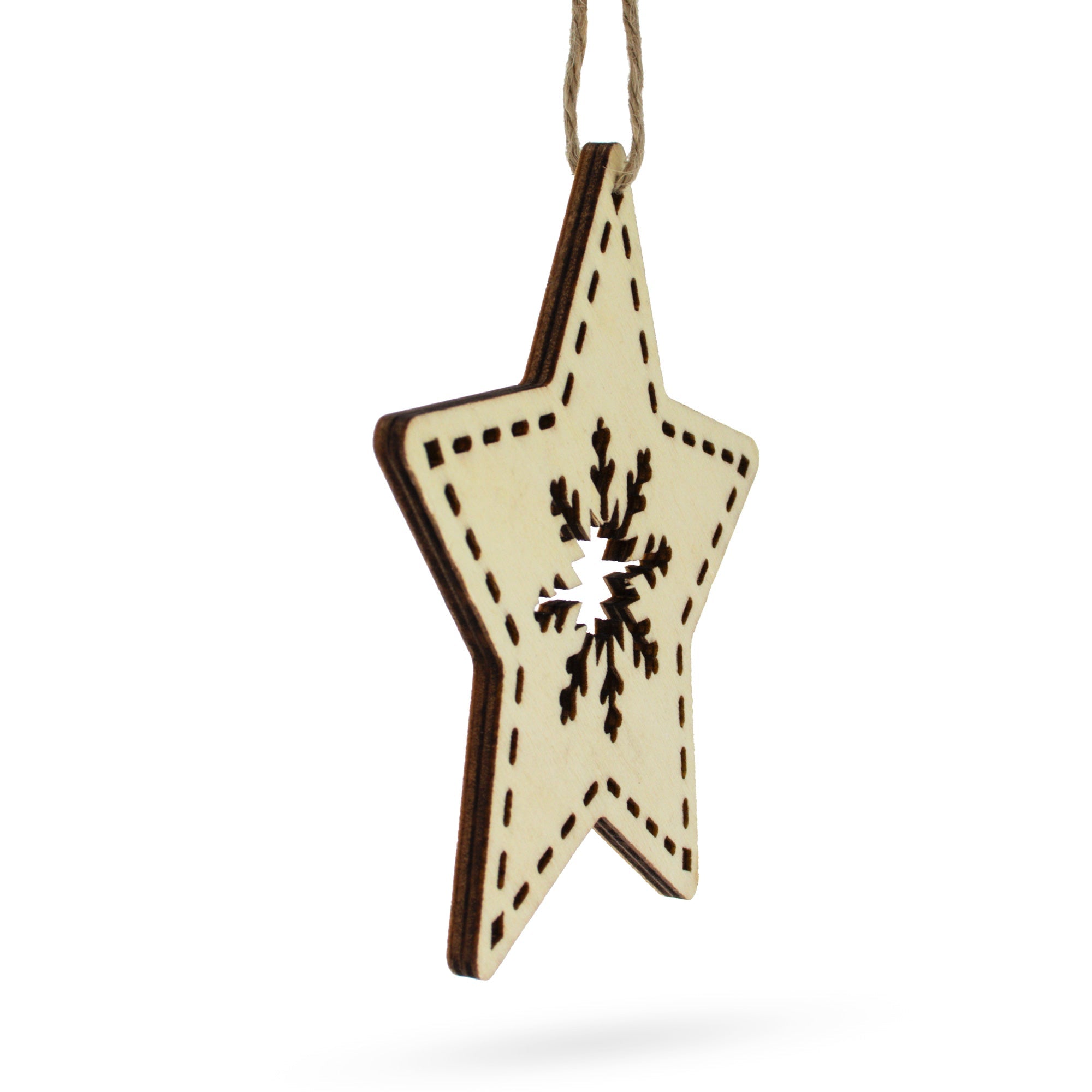 Unfinished Wooden Star Ornament With Snowflake Diy Craft 4 Inches