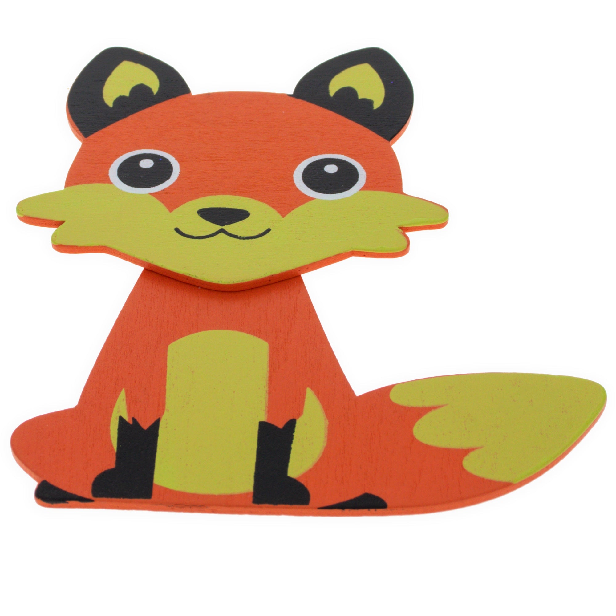 Painted Wooden Fox Cutout Diy Craft 4.3 Inches