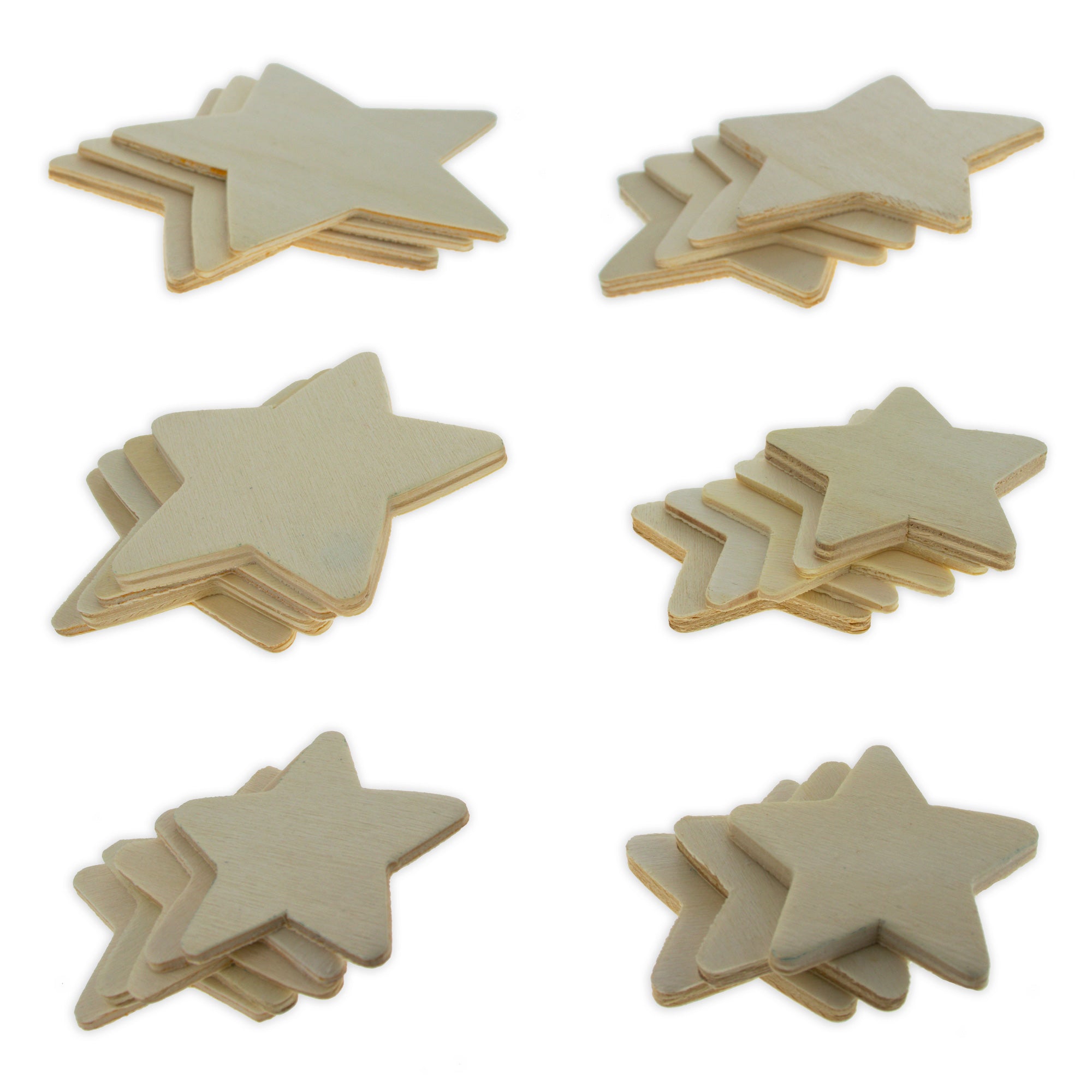 Set Of 24 Unfinished Wooden Stars Cutout Diy Craft 4.7 Inches