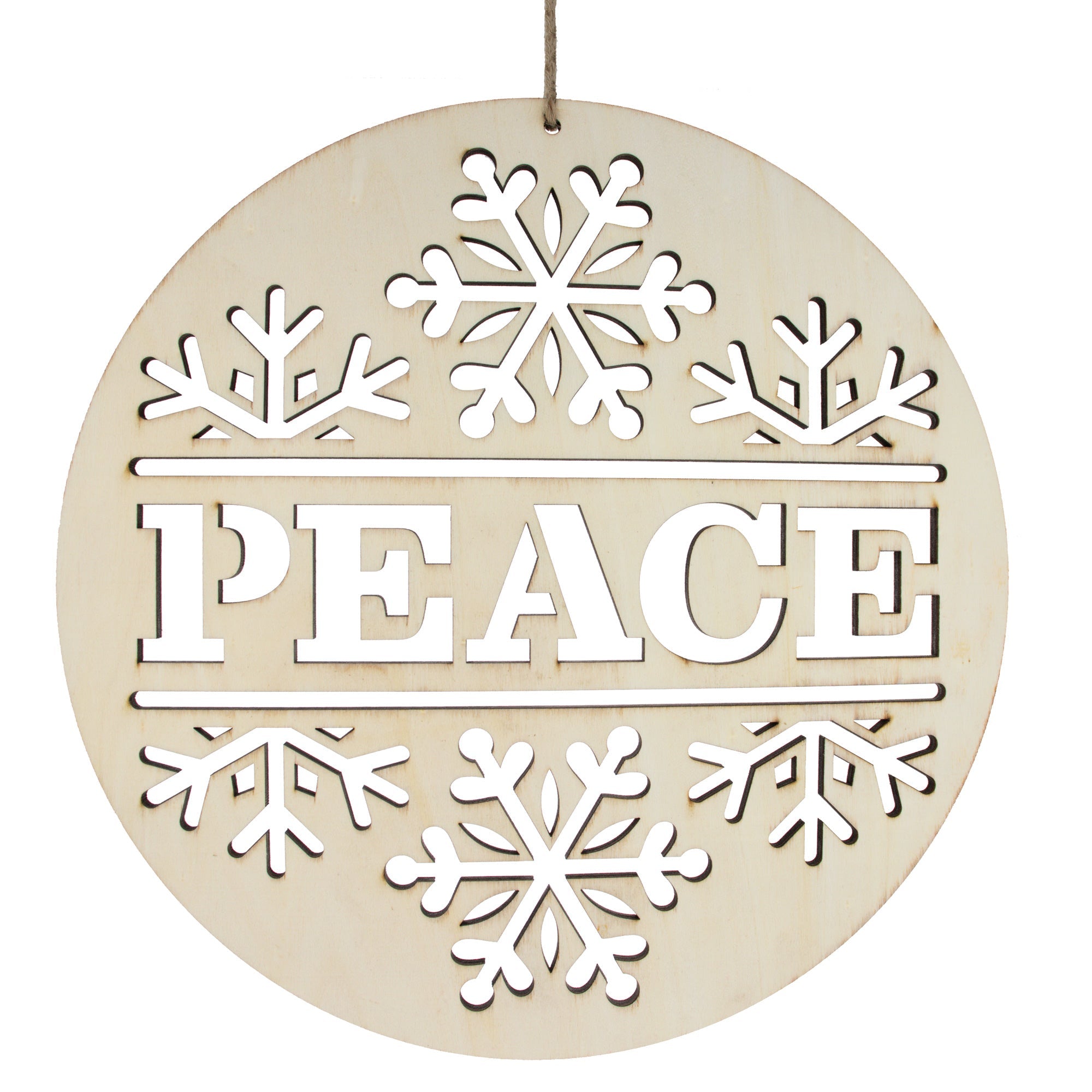 Unfinished Wooden Peace And Snowflake Ornament Cutout Diy Craft 10 Inches