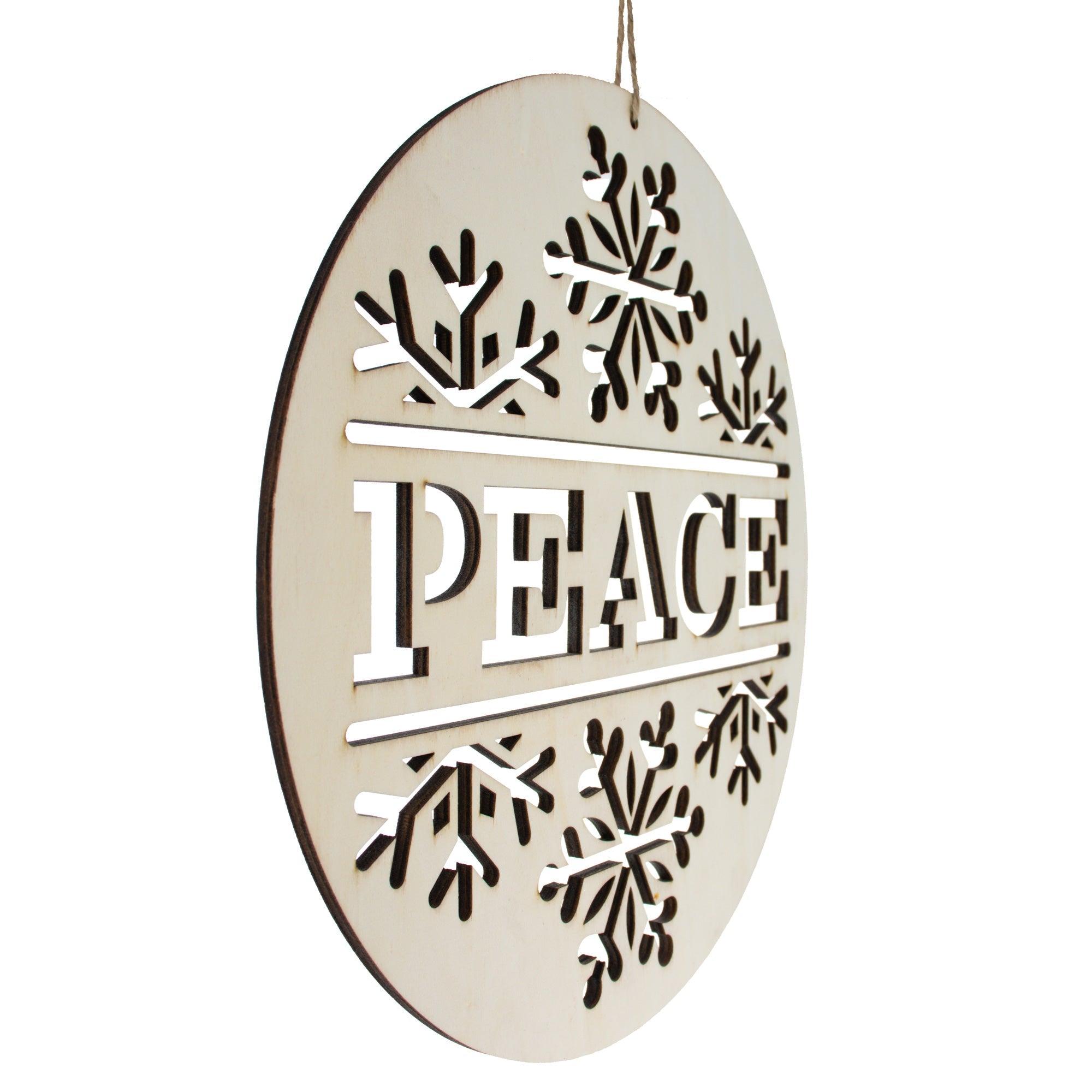 Unfinished Wooden Peace And Snowflake Ornament Cutout Diy Craft 10 Inches