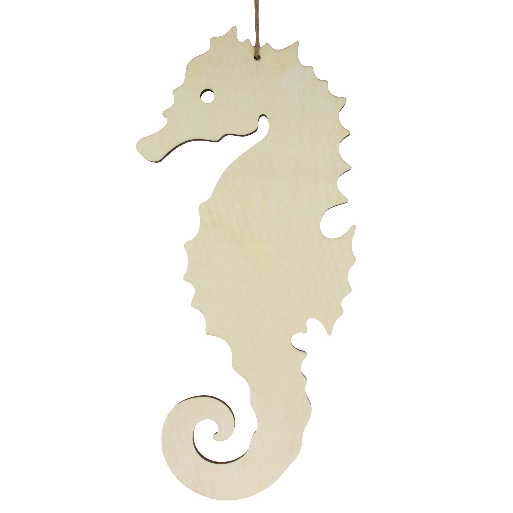 Unfinished Wooden Seahorse Shape Ornament Cutout Diy Craft 11.5 Inches