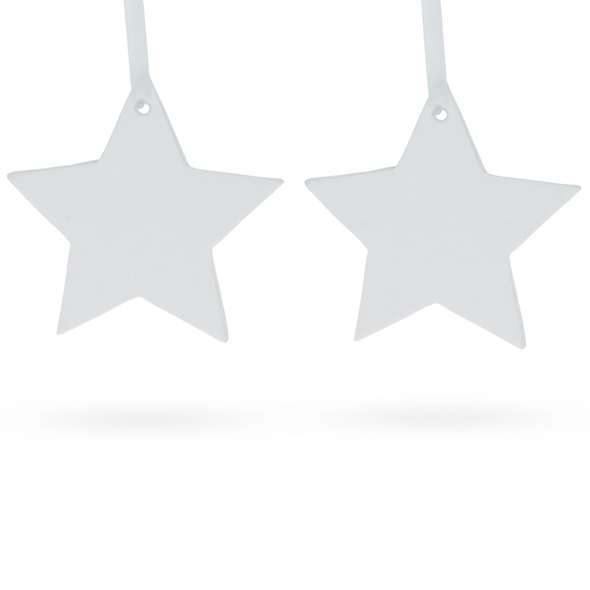 Set Of 2 Blank Unfinished White Plaster Star Christmas Ornaments Diy Craft 3.9 Inches