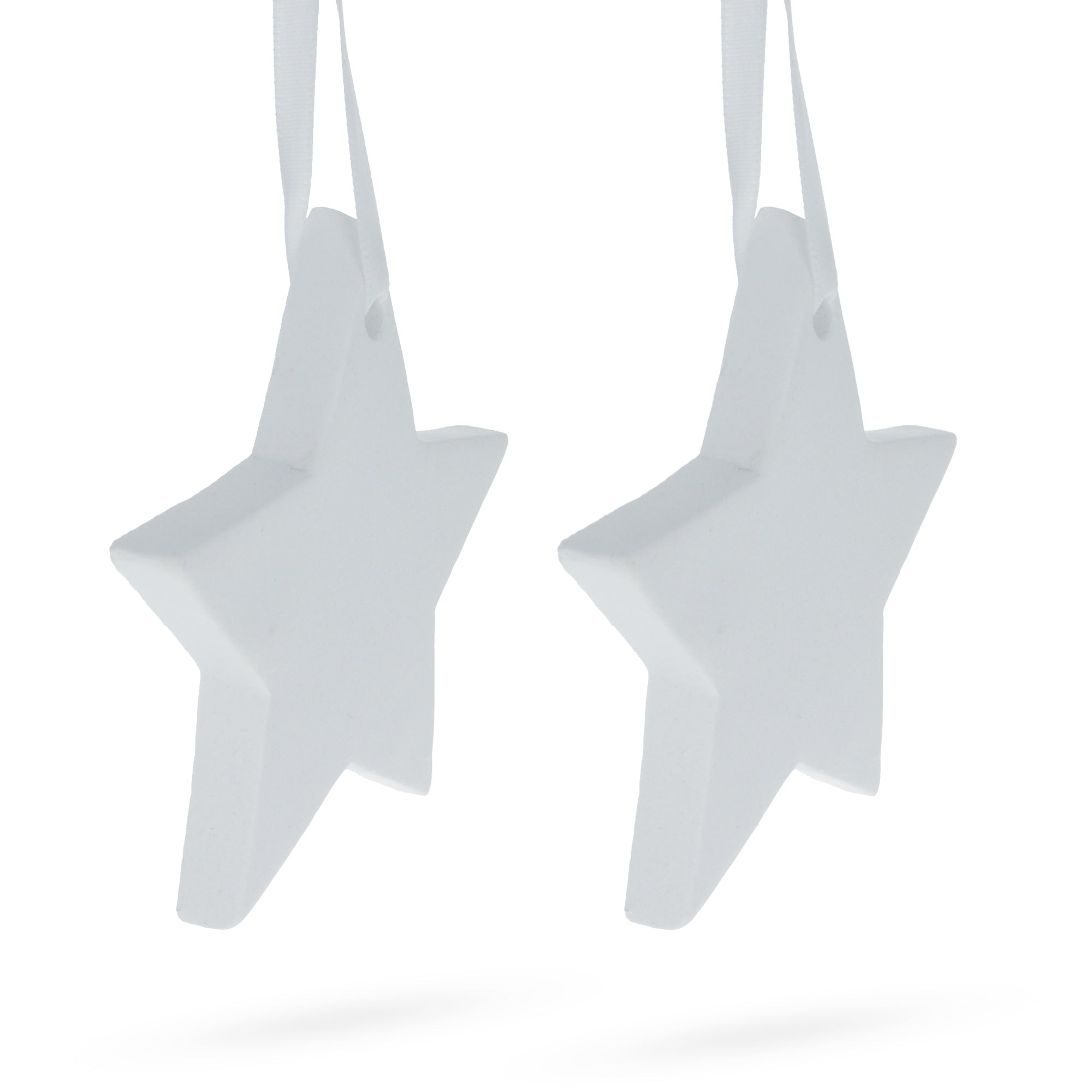 Set Of 2 Blank Unfinished White Plaster Star Christmas Ornaments Diy Craft 3.9 Inches