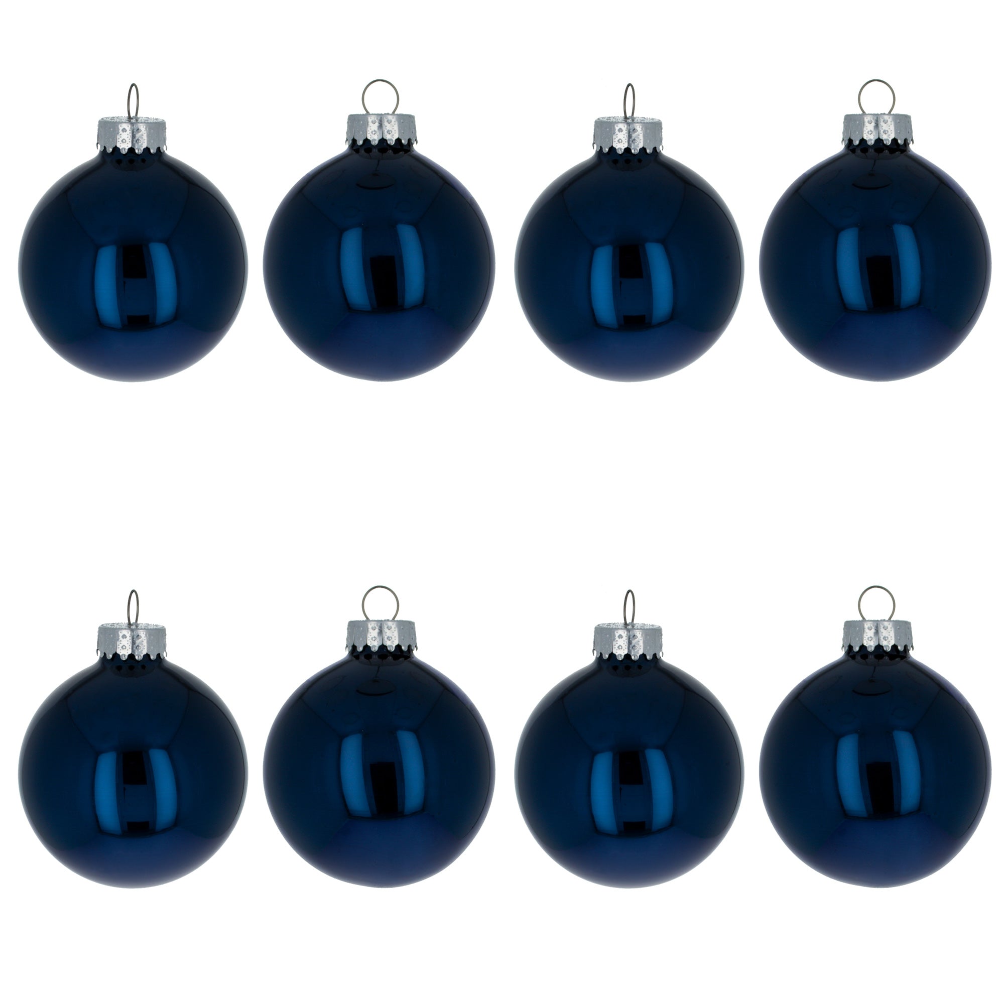 Set Of 8 Shiny Blue Glass Christmas Ball Ornament Diy Craft 2.6 Inches