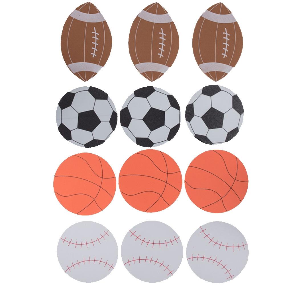 12 Foam Football, Baseball, Basketball, Soccer Ball Cutouts Diy Craft Shapes